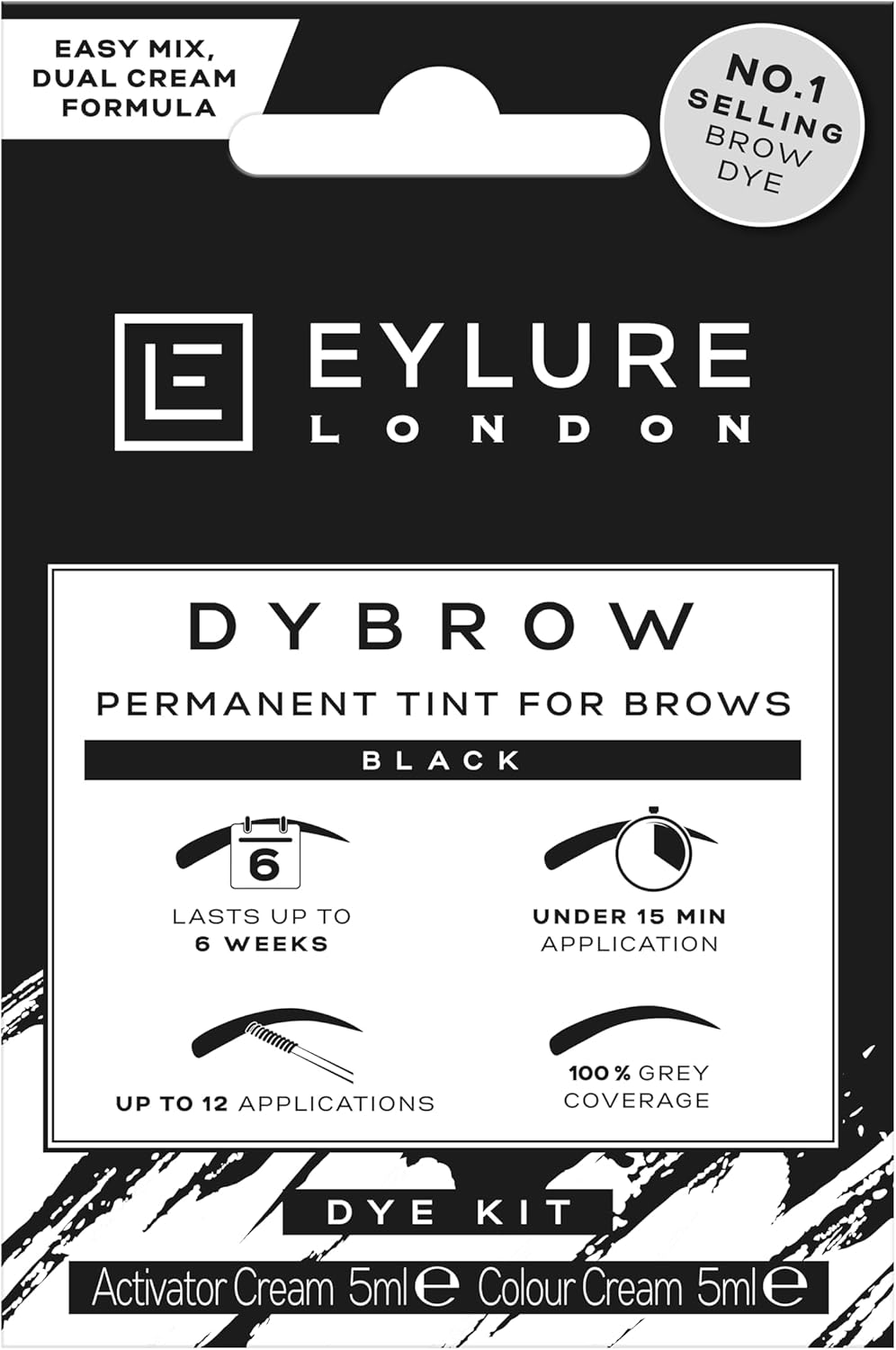 Eylure DYBROW Eyebrow Dye Kit - Black (Packaging may vary) 5ML