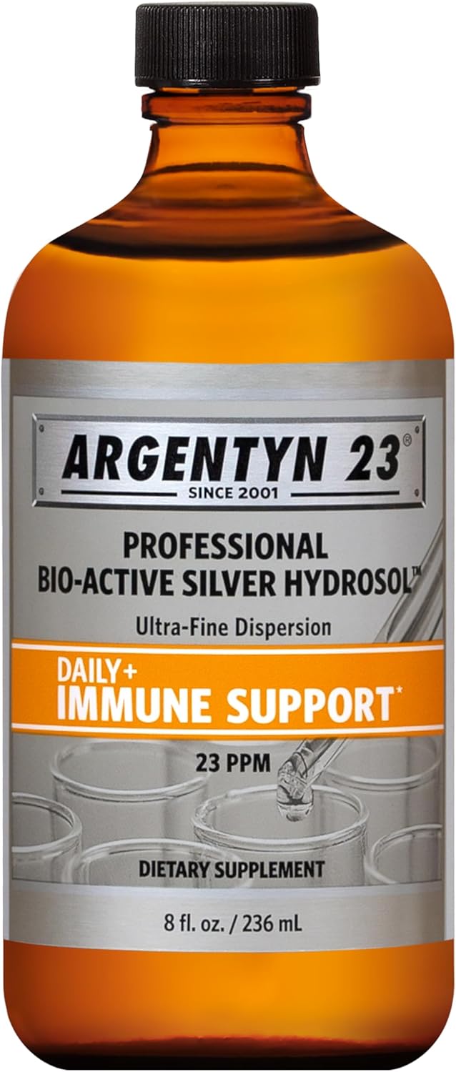 Argentyn 23 Professional Bio-Active Silver Hydrosol for Immune Support – Colloidal Silver, 23ppm, 8oz (236mL) – Twist-Top