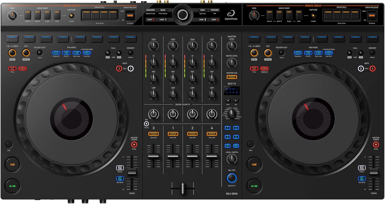 AlphaTheta DDJ-GRV6 4-channel DJ Controller with Groove Circuit
