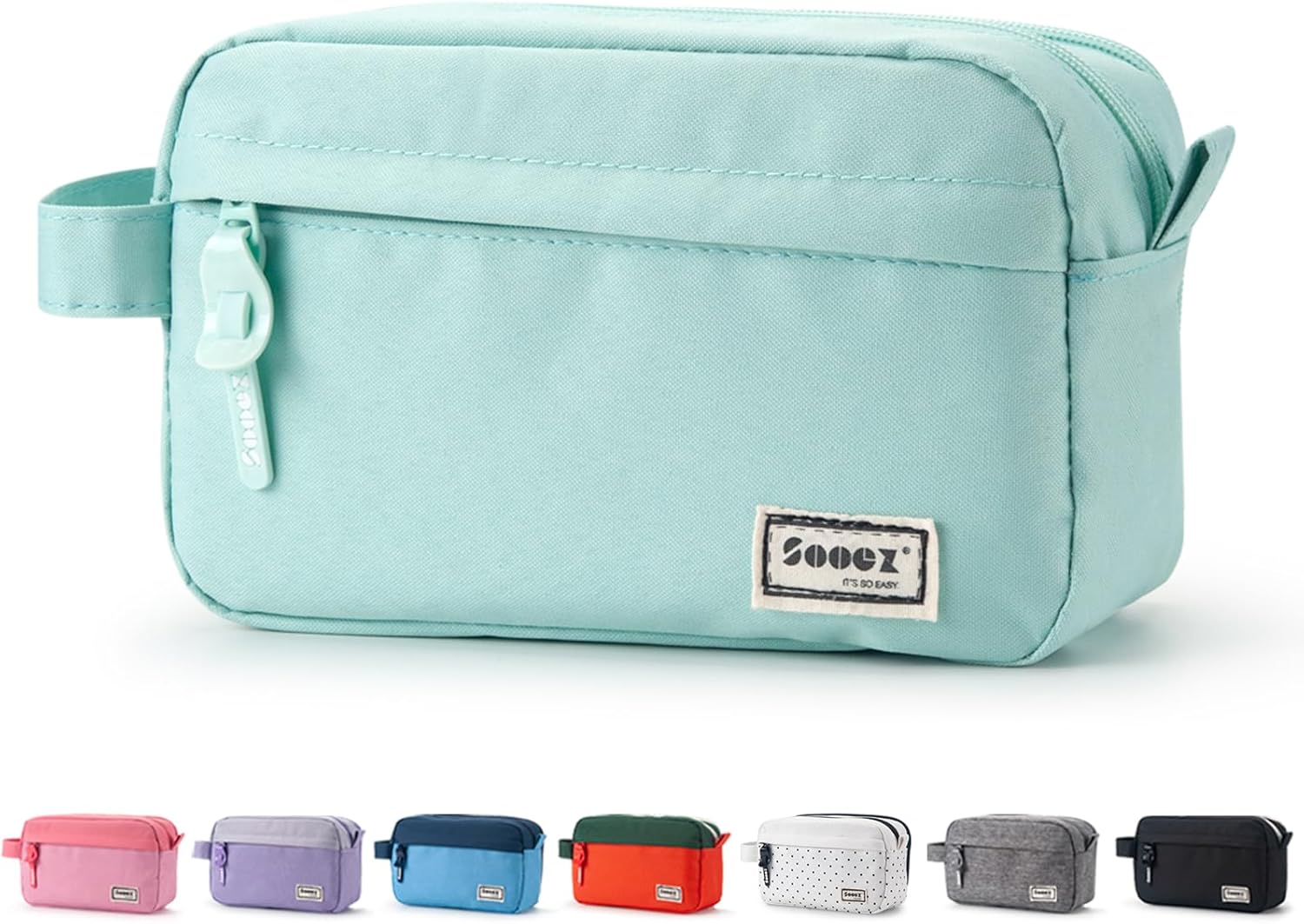Sooez ππ«π’π π’π§ππ₯ High Capacity Pencil Case, Big Pencil Bag Pouch Box Organizer Pen Case, Portable Journaling Supplies with Easy Grip Handle & Loop, Aesthetic Supply for Girls Adults, Mint Green