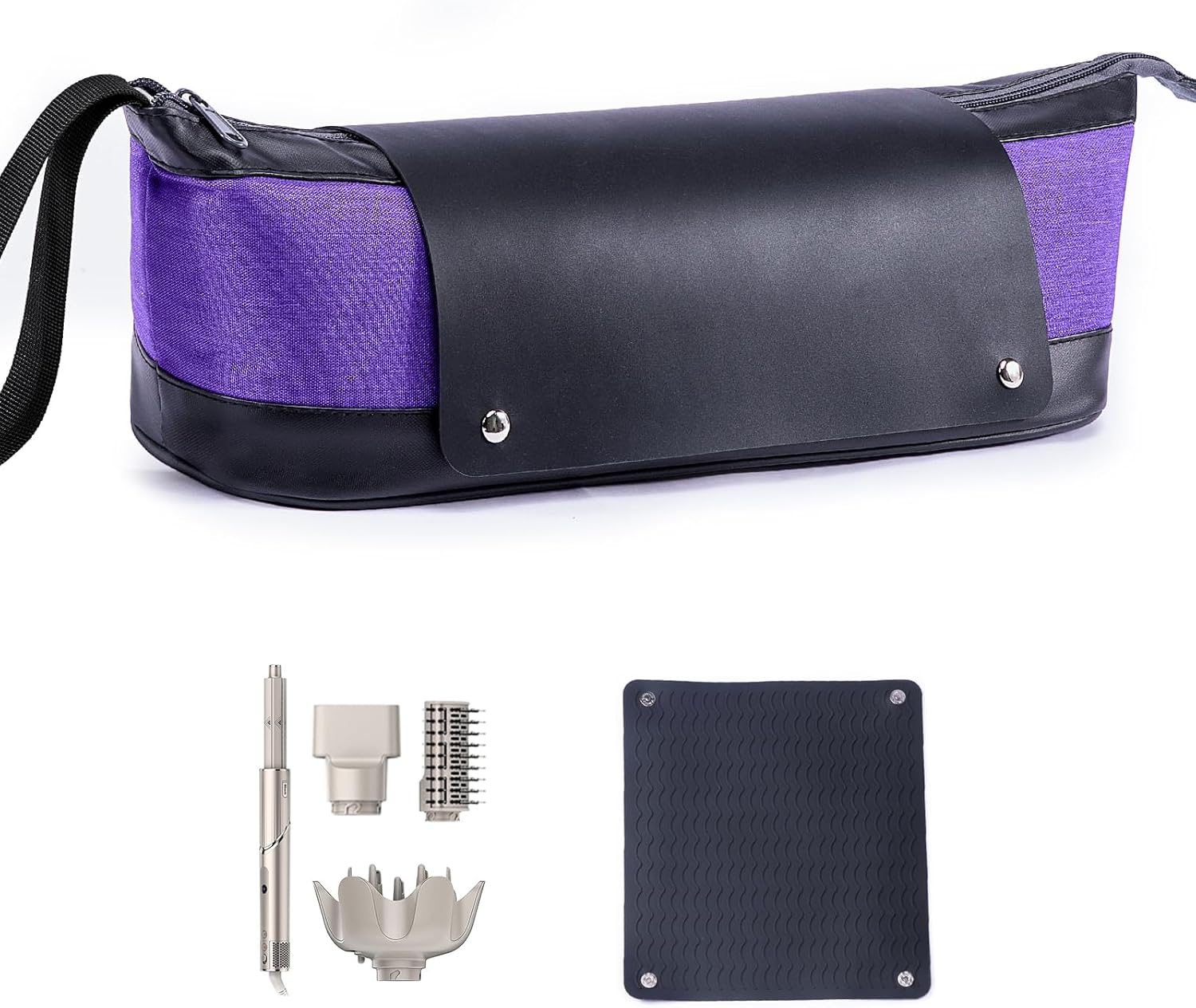 2IN1 Hair Tools Travel Bag with Removable Heat Resistant Mat Curling Iron Travel Case, Hair Dryer Organizer for Flat Irons, Straighteners and Haircare Accessories, Hot Tools Travel Bag Hair