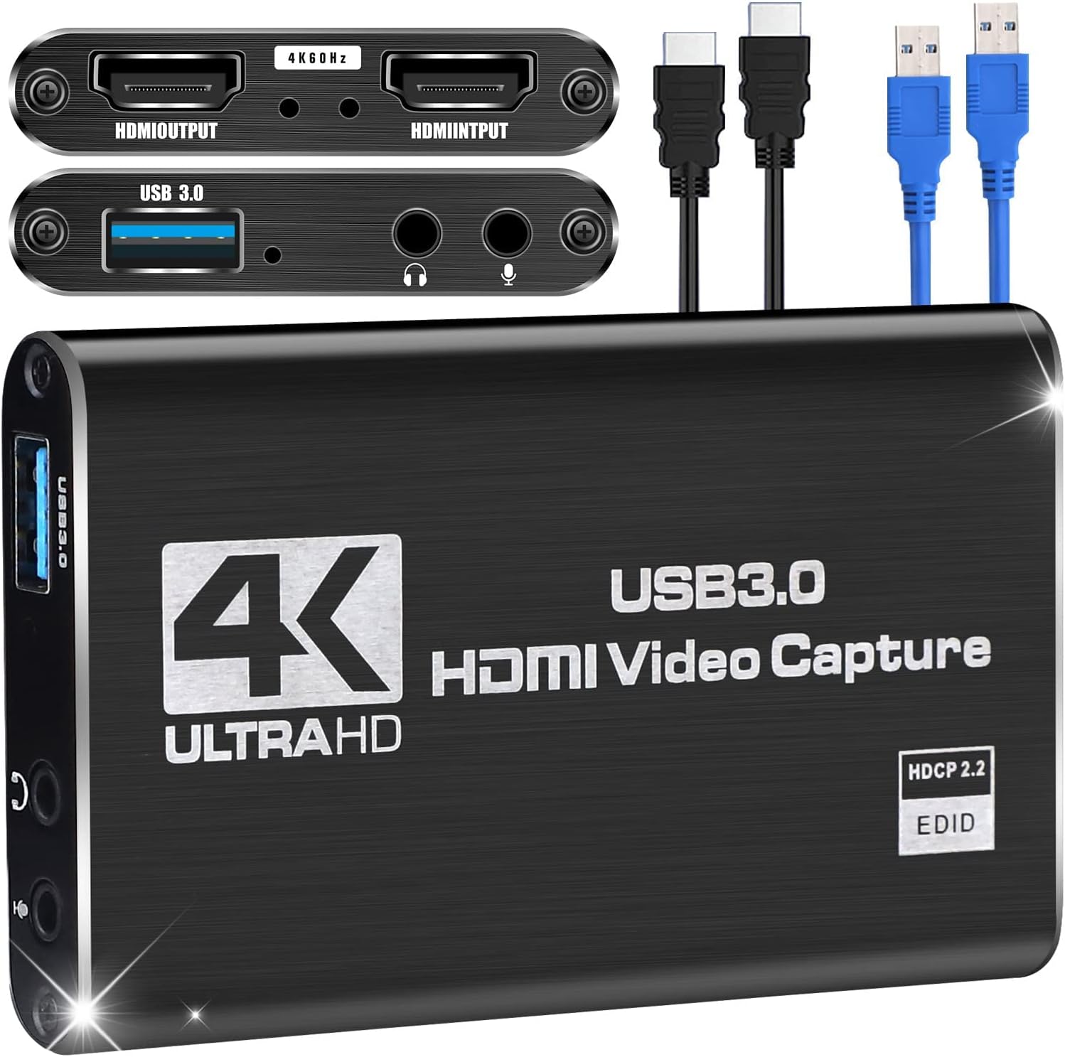 Capture Card Nintendo Switch, Video Capture Card, Game Capture Cards 4K 1080P 60FPS, HDMI to USB 3.0 Capture Cards for Streaming Work with PS4/PC/OBS/Camera