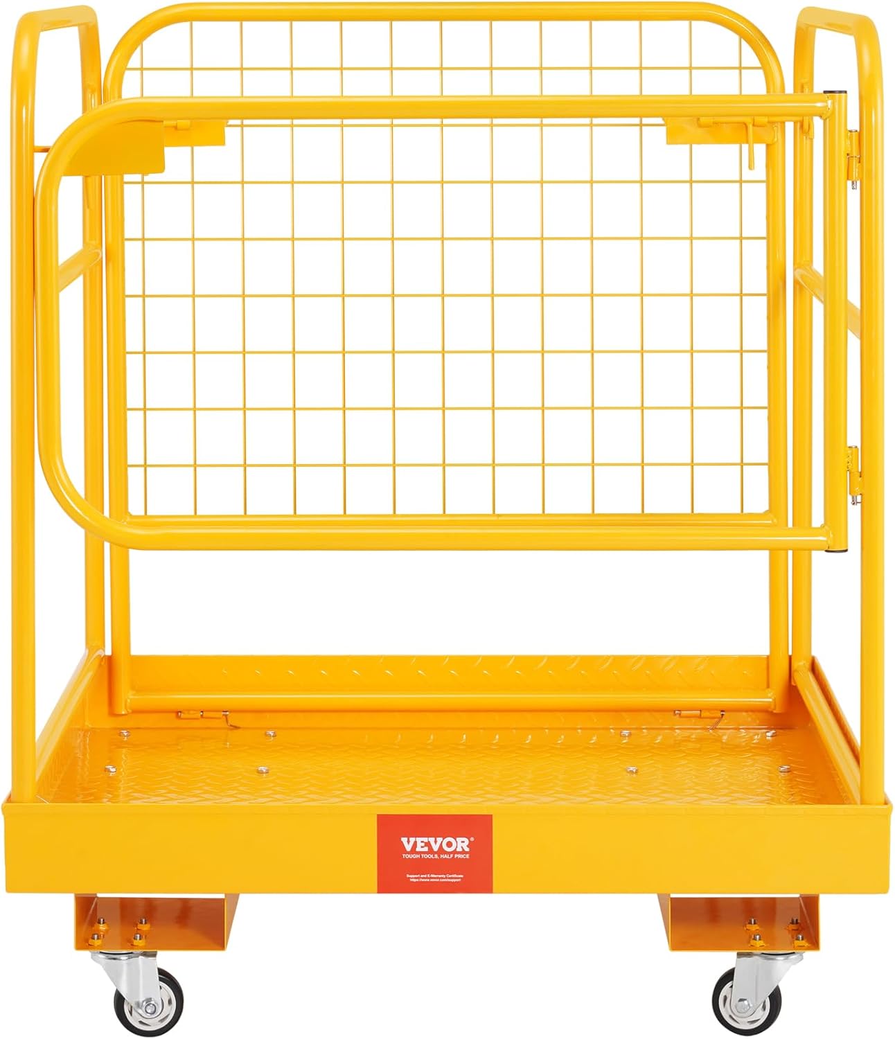 BestEquip Forklift Safety Cage, 1200lbs Capacity Forklift Man Basket, 36'' x 36'' Foldable Work Platform for 1-2 People with 4 Wheels, Perfect for Aerial Work