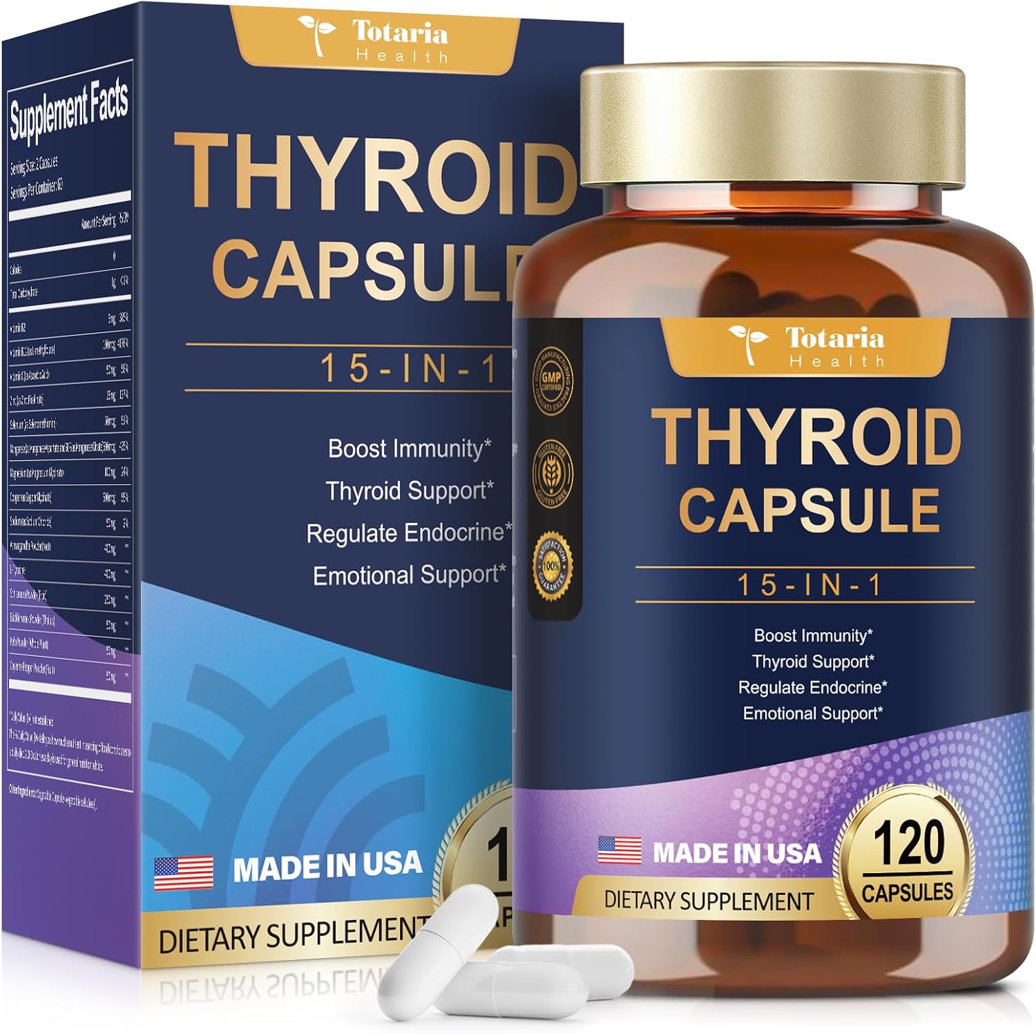 Thyroid Support for Women & Man Supplement Complex Capsules - Iodine Thyroid Supplement with L Tyrosine Bladderwrack Kelp Ashwagandha Selenium Supplements - Mood Enhancer Energy Blance Thyroid Level