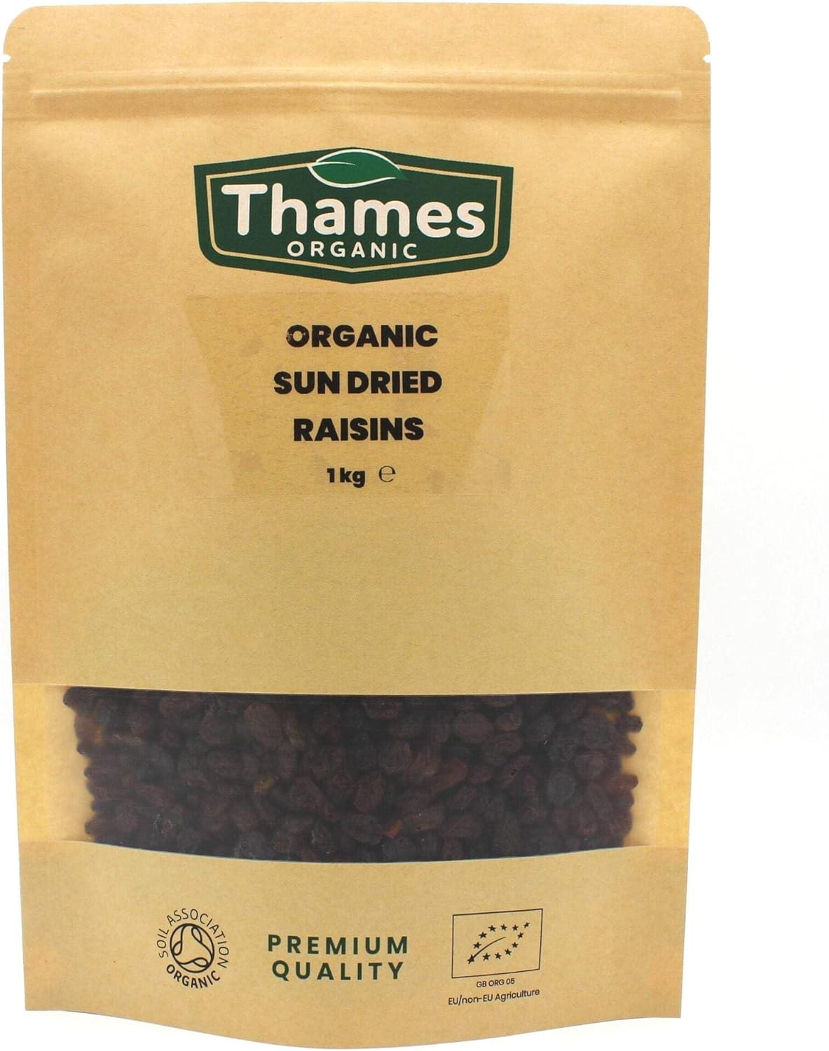 Organic Raisins - Sun Dried, Unsweetened, Unsulphured, Raw, Vegan, GMO-Free, Certified Organic - No Additives or Preservatives - Nutritious and Delicious - Thames Organic 1 kg
