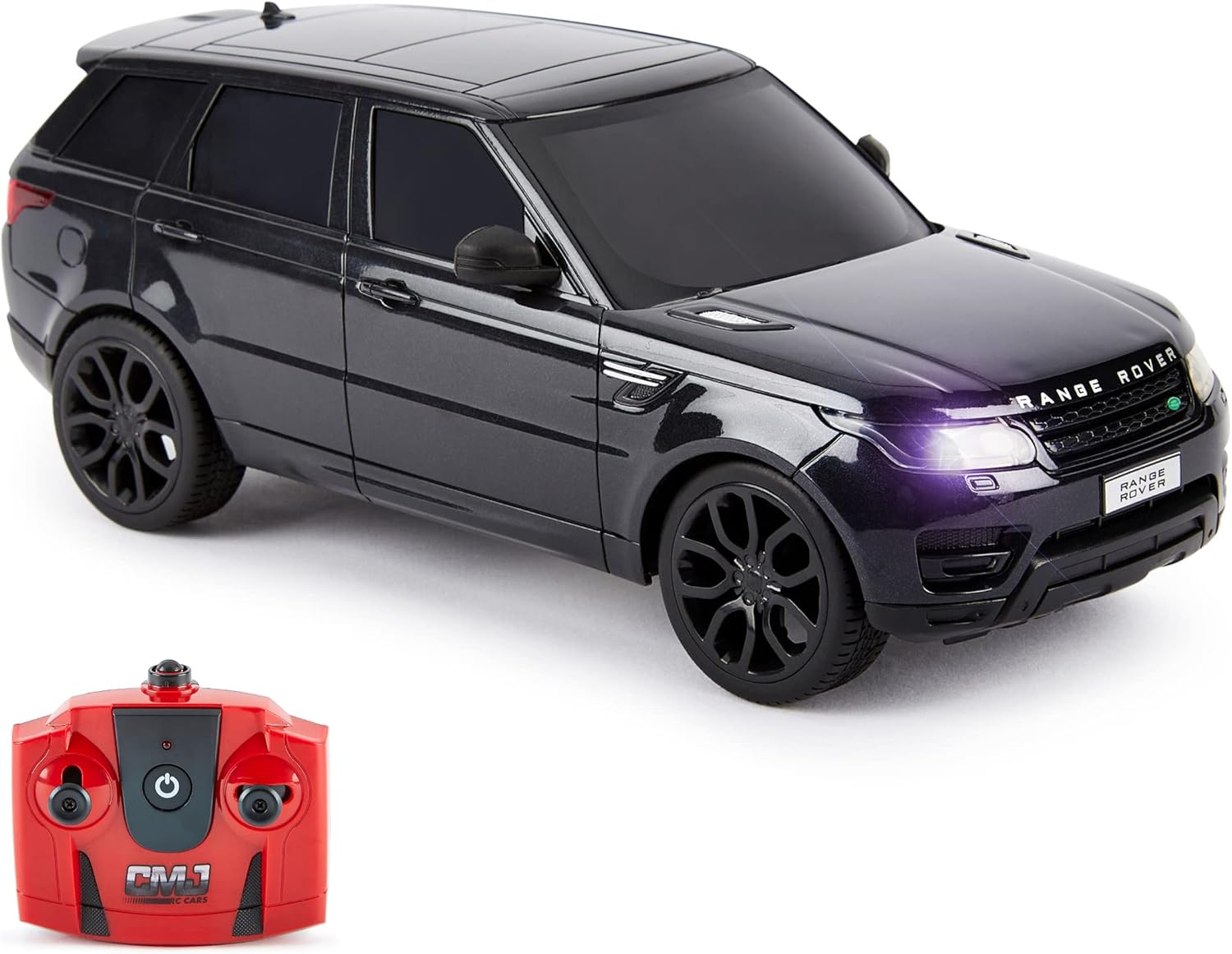 CMJ RC Cars TM Range Rover Sport Remote Control Car Age 3+ 1:24 scale with Working LED Lights, Radio Controlled Supercar (Range Rover Sport Black)