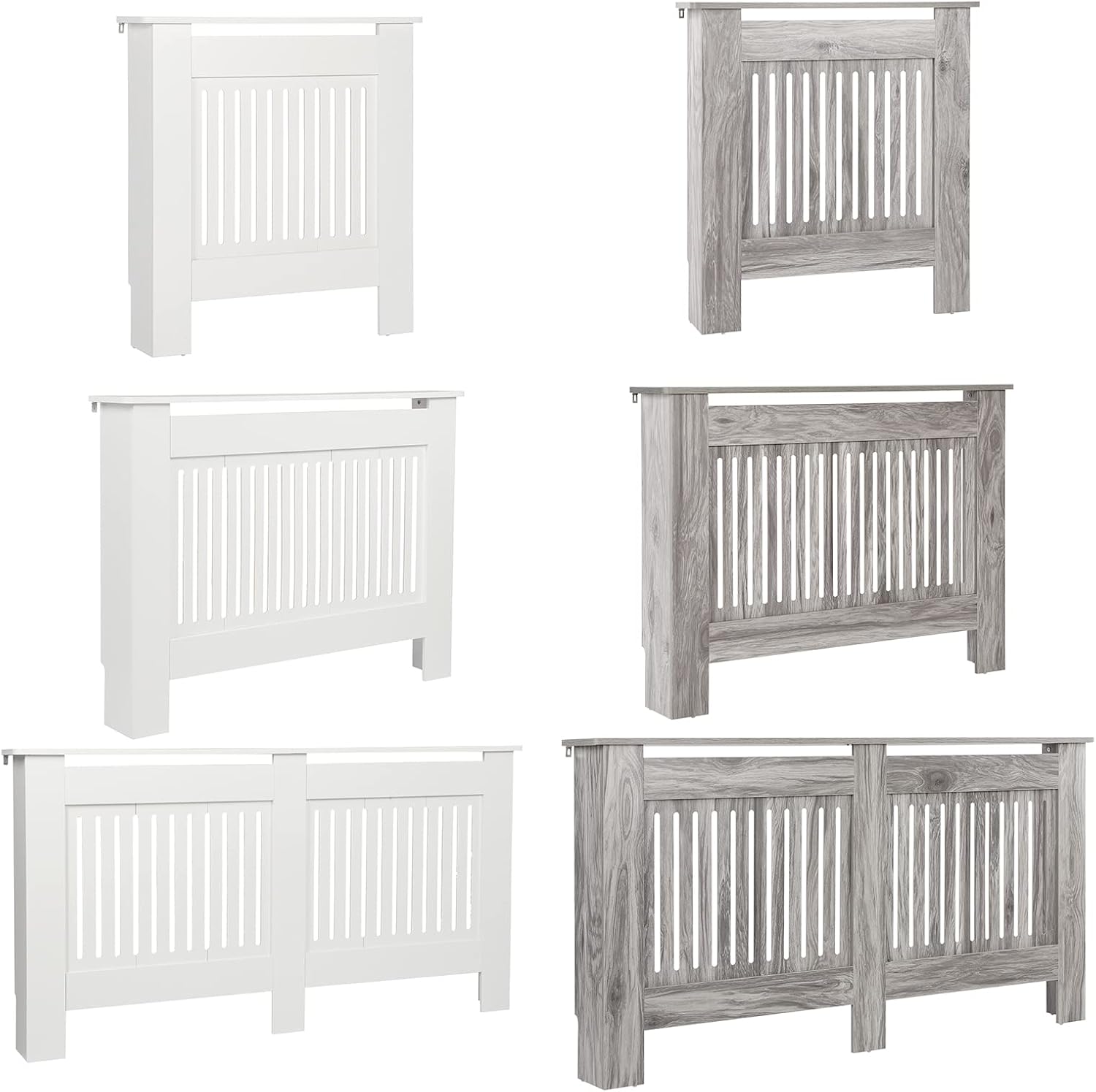 Jooli H Radiator Cover White Modern MDF Vertical Slats Wood Decorative Cabinet for Living Room Bedroom Hallway, Medium