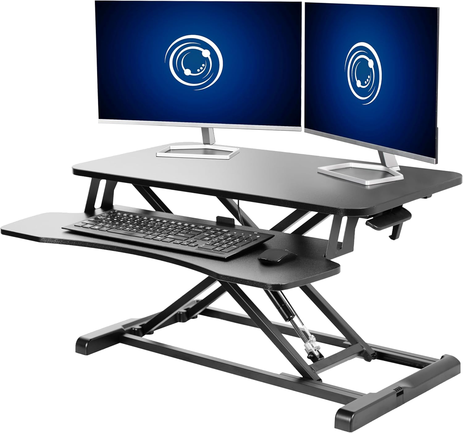 VIVO 32 inch Desk Converter, K Series, Height Adjustable Sit to Stand Riser, Dual Monitor and Laptop Workstation with Wide Keyboard Tray, Black, DESK-V000K
