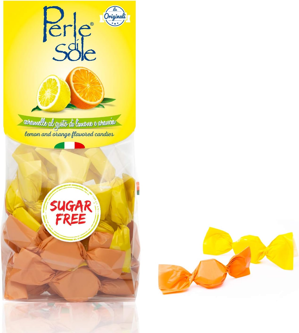 Lemon and Orange Flavored Candies Sugar Free - Perle di Sole