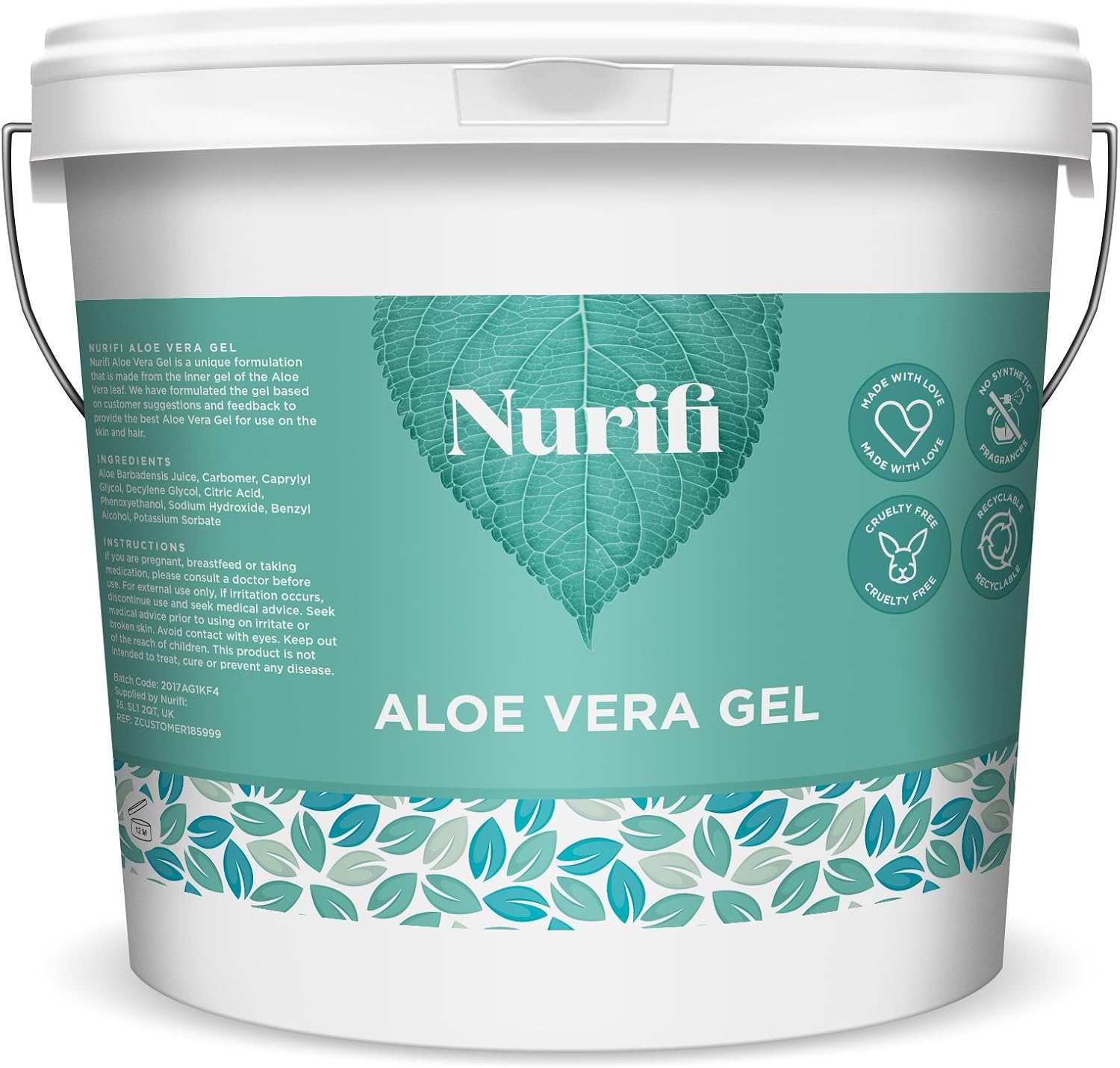 1KG 99% Pure Aloe Vera Gel - by Nurifi - for Face, Skin & Hair