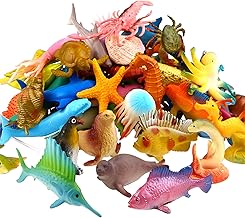Funcorn Toys Ocean Sea Animal, 52 Pack Assorted Mini Vinyl Plastic Animal Toy Set, Realistic Under The Sea Life Figure Bath Toy for Child Educational Party Cake Cupcake Topper,Valentines Day Gift