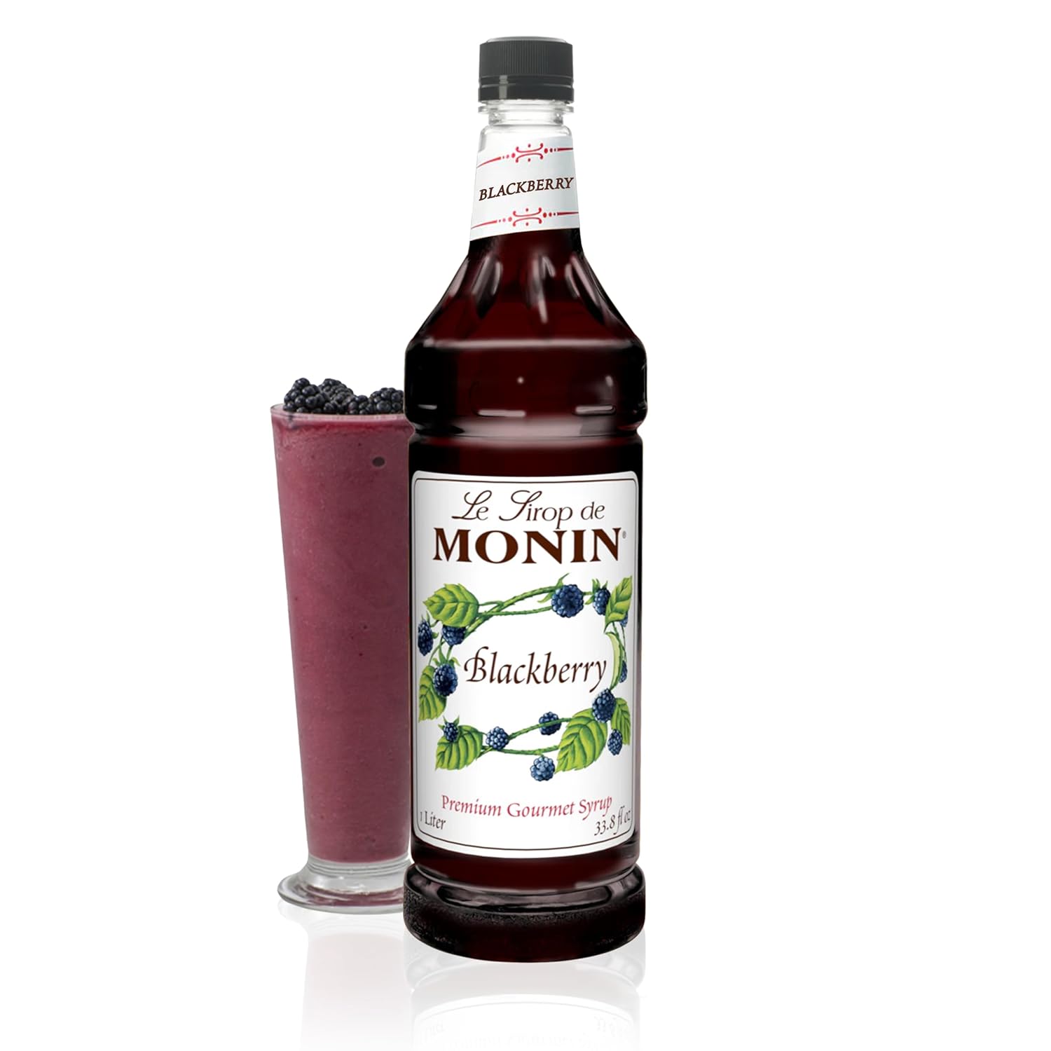 Monin - Blackberry Syrup, Delicious Berry Flavored Syrup, Cocktail Syrup, Authentic Flavor Drink Mix, Simple Syrup for Iced Tea, Lemonade, Cocktails, & More, Clean Label, Gluten-Free (1 Liter)