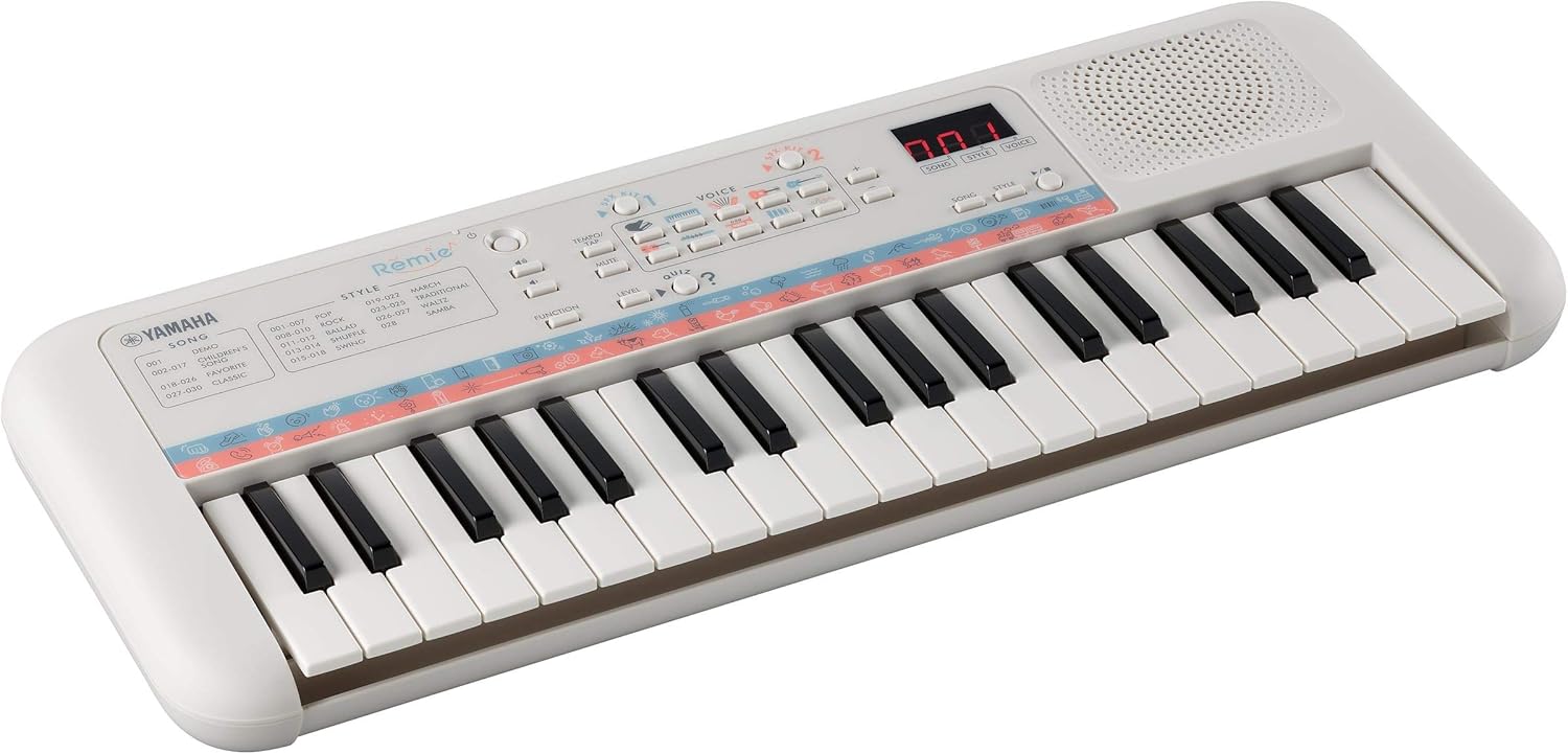 Yamaha Remie PSS-E30 - Portable and Lightweight Keyboard for Young Children, 47 Built-in Voices, 74 Sound Effects and a Quiz Mode, Fun Learning Instrument, in White