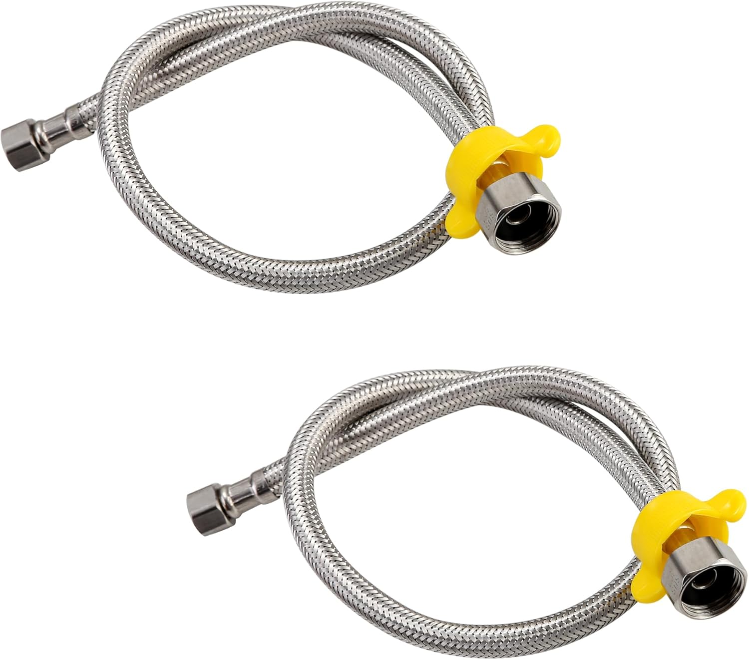 24-Inch Faucet Connector Flexible Hose Stainless Steel Braided Supply Line 1/2" FIP x 3/8" COMP Connects Kitchen sink to Water Supply Pack of 2