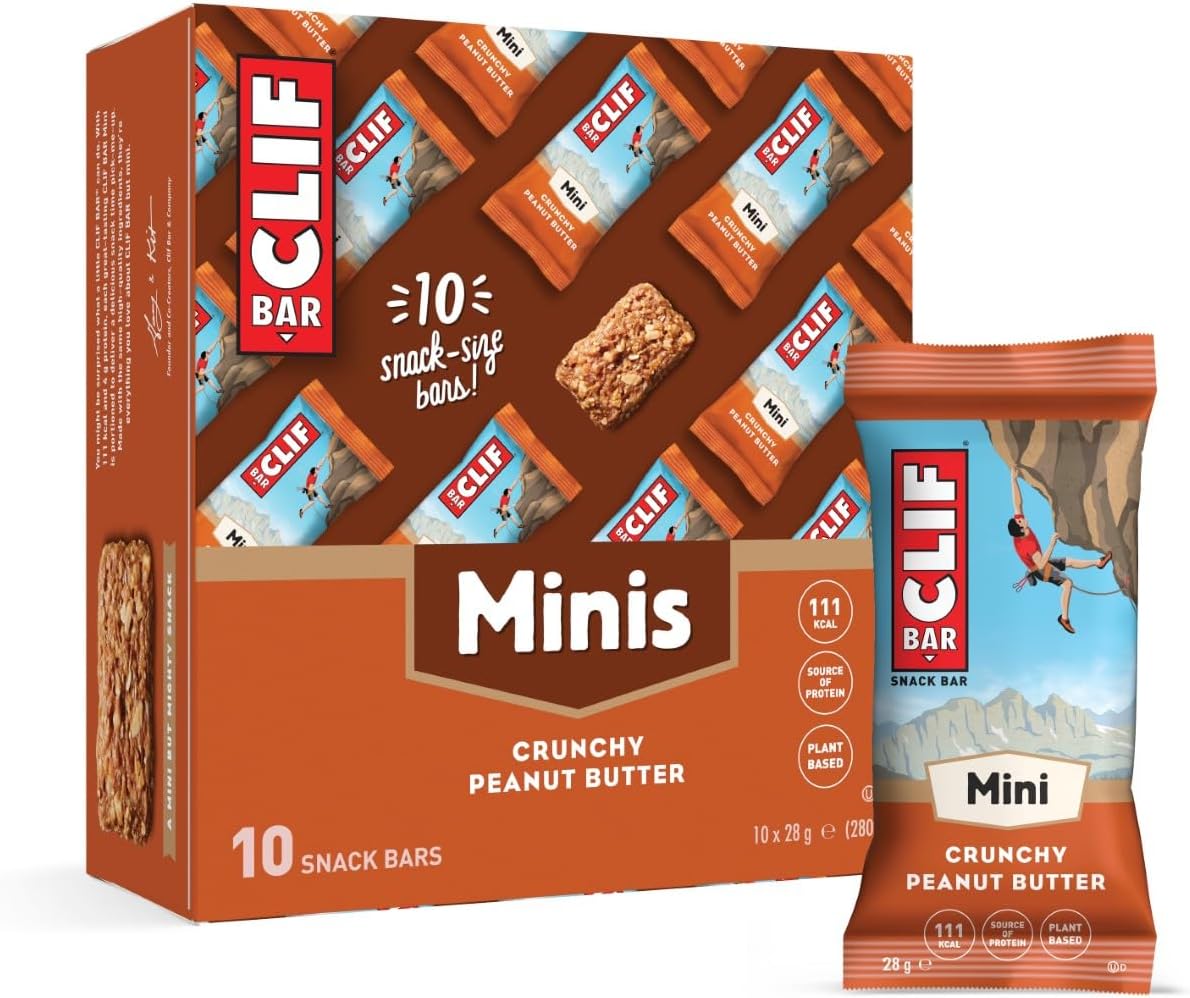 CLIF BAR Minis | Snack Bar | Crunchy Peanut Butter | Plant Based Protein | 10 x 28 g