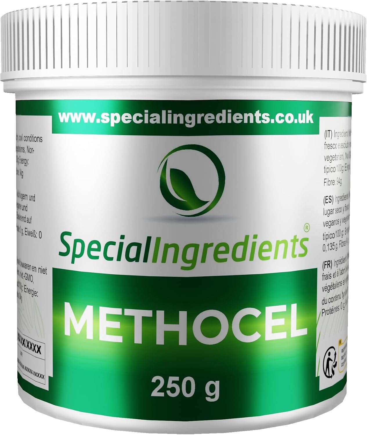 Methocel (Methylcellulose) 250g Premium Quality Food Grade, Vegan, Non-GMO, Gluten Free – Recyclable Container