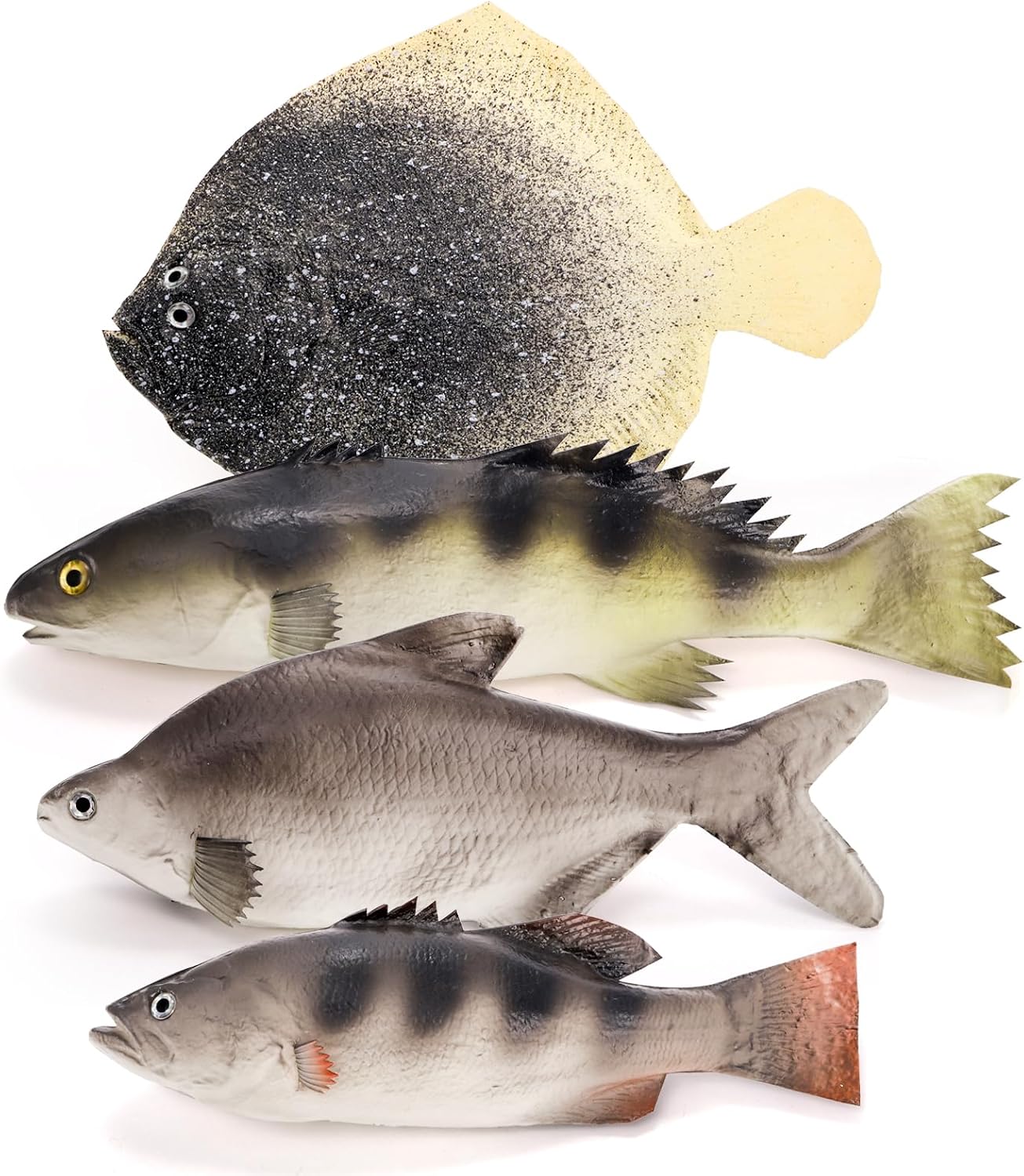 ZENFUN 4 Packs Artificial Fish Models, Simulated Fake Fish Plastic Lifelike Sea Fish Set, Pretend Realistic Fake Fishes for Photography Props, Party Display, Kitchen Decor