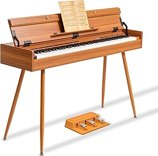88 Key Weighted Digital Piano - Wooden Desk Electric Piano Transforms Between Desk and Vanity - Progressive Hammer-Action Keyboard, Perfect for Beginners with MIDI Functionality