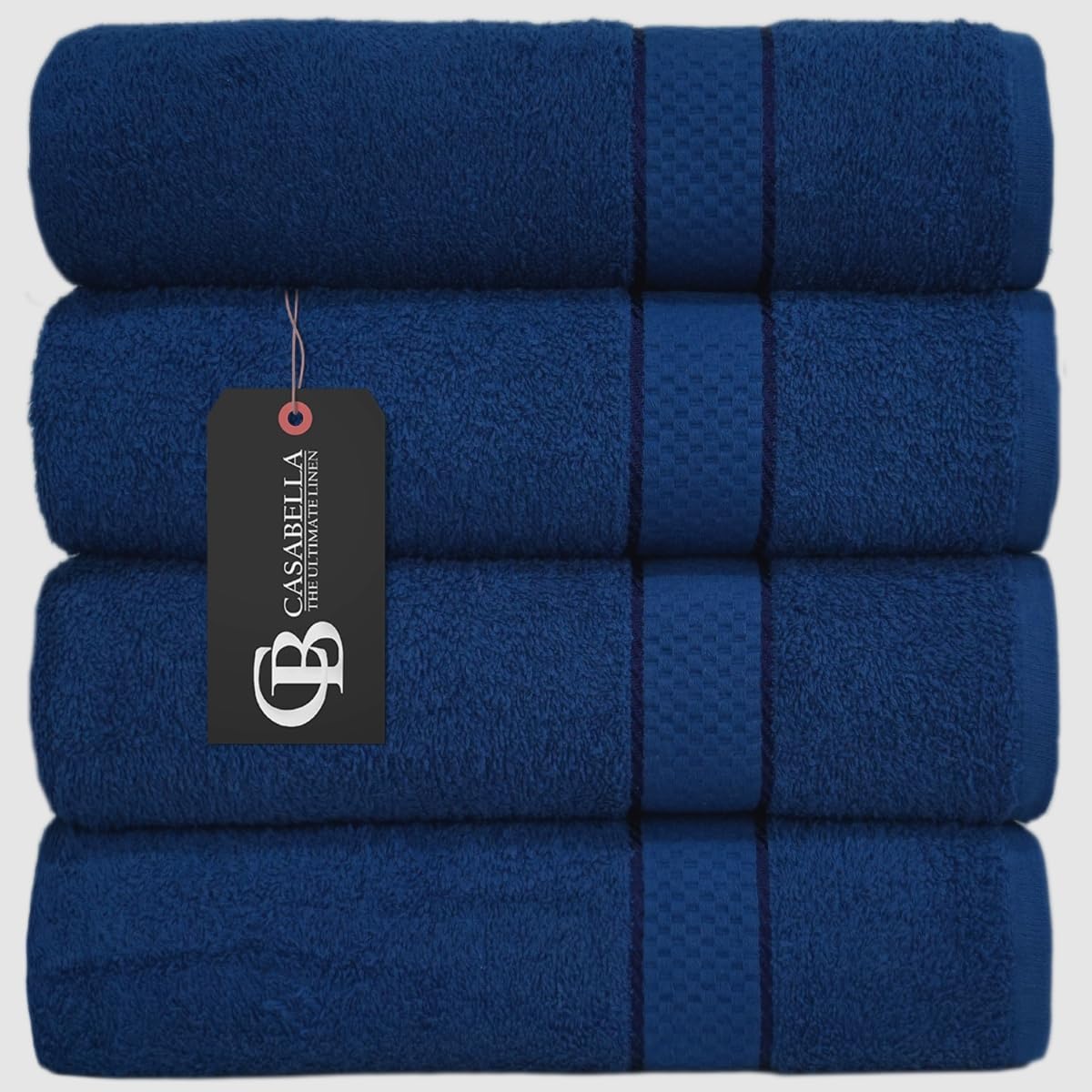 Casabella Pack of 2 Large Jumbo Bath Sheets 100% Egyptian Combed Cotton Big Beautiful Towels_Blue_2pcs.