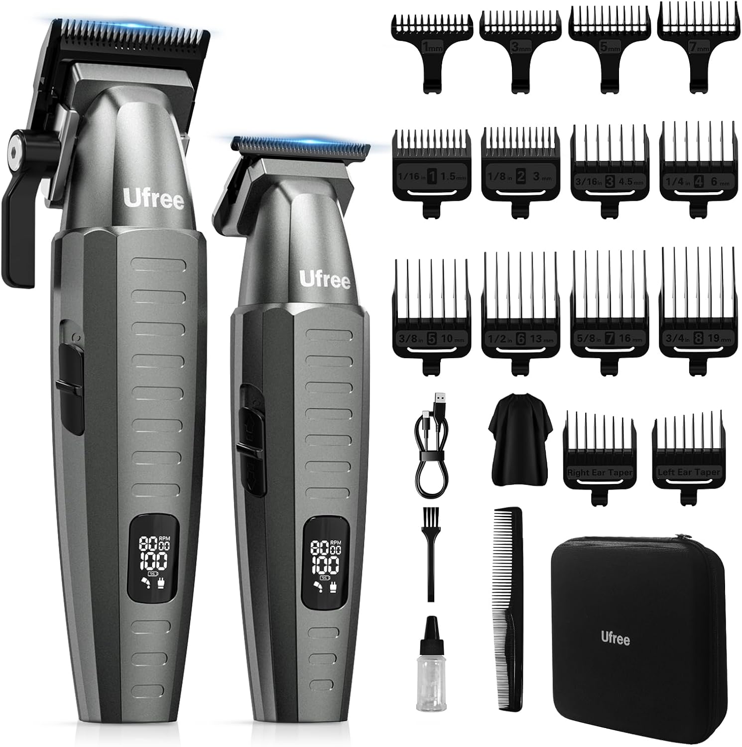Ufree Professional Hair Clippers for Men, Clippers and Trimmers Set, Barber Clippers, Electric Hair Trimmer with Barber Bag, Gifts for Men