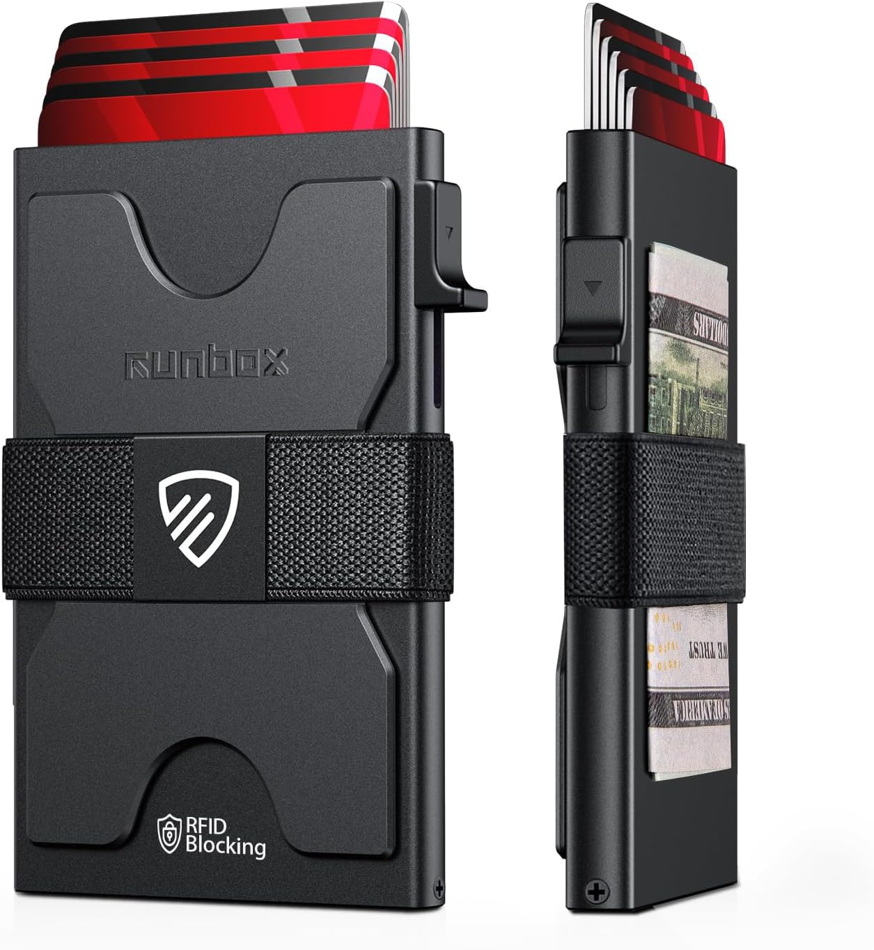 Slim Card Holder Wallet for Men, Minimalist RFID Blocking Wallet with Pop-Up Function, Ultra-Thin Design, Metal Business Card Cases holds 12+ Cards, Gifts for Men, Men's Accessories