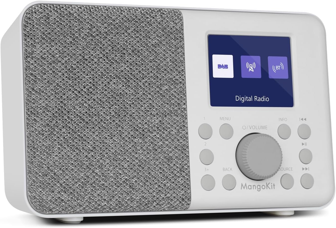 MangoKit MD3 DAB Radio Portable,DAB+ Digital Radio with Blueetooth,FM Radio,Kitchen DAB Radio Mains and Battery, Color Display,40 Preset Stations,Alarms&Clock&Snooze Timer,Headphone Port-Stone Grey