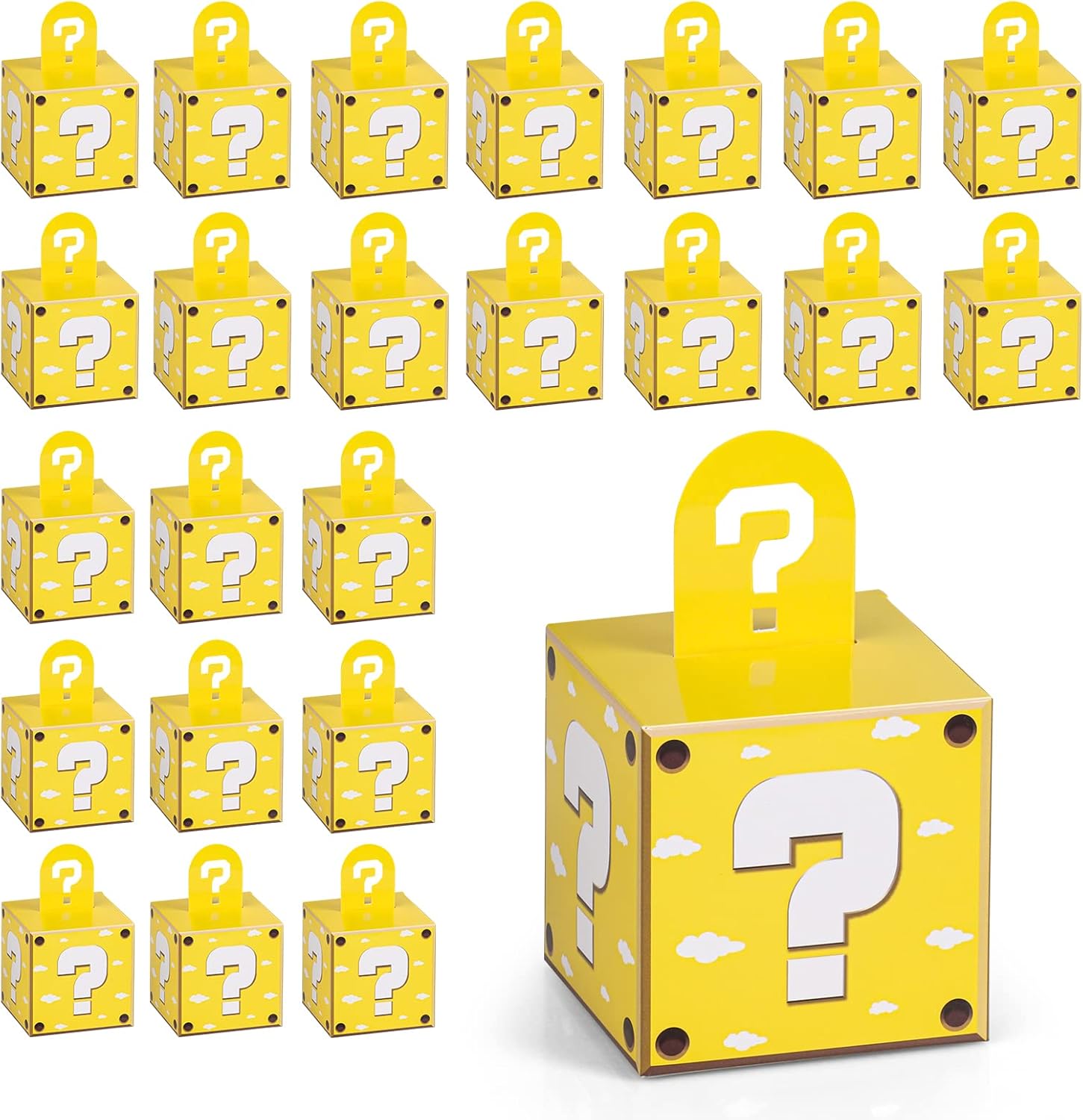 Eaezerav 24 Pcs Video Game Theme Party Treat Boxes Mystery Video Game Gift Box with Question Mark Cardboard Snack Candy Boxes for Kids Birthday Party Favors Decorations