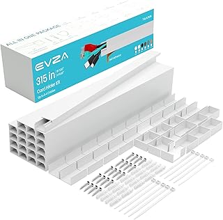 Cord Hider, Wire Cover, Cord Covers Wall Mounted TV, Cable Hider, 315 in Paintable White Raceway Kit, Electrical Cords Concealer, Cable Management, Hide Cords Wall, Wire Molding, Adhesive Channel