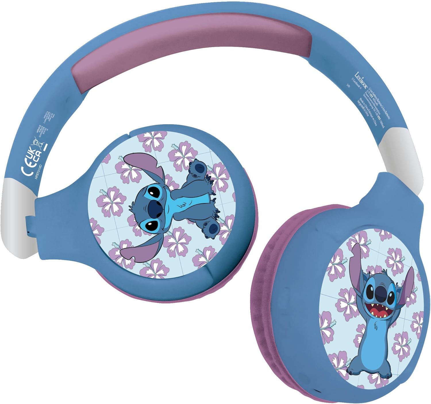 LEXIBOOK - Disney Stitch - 2-in-1 Bluetooth & Wired Headphones with microphone and control button, Foldable and Ajustable, Long lasting rechargeable battery, HPBT010D