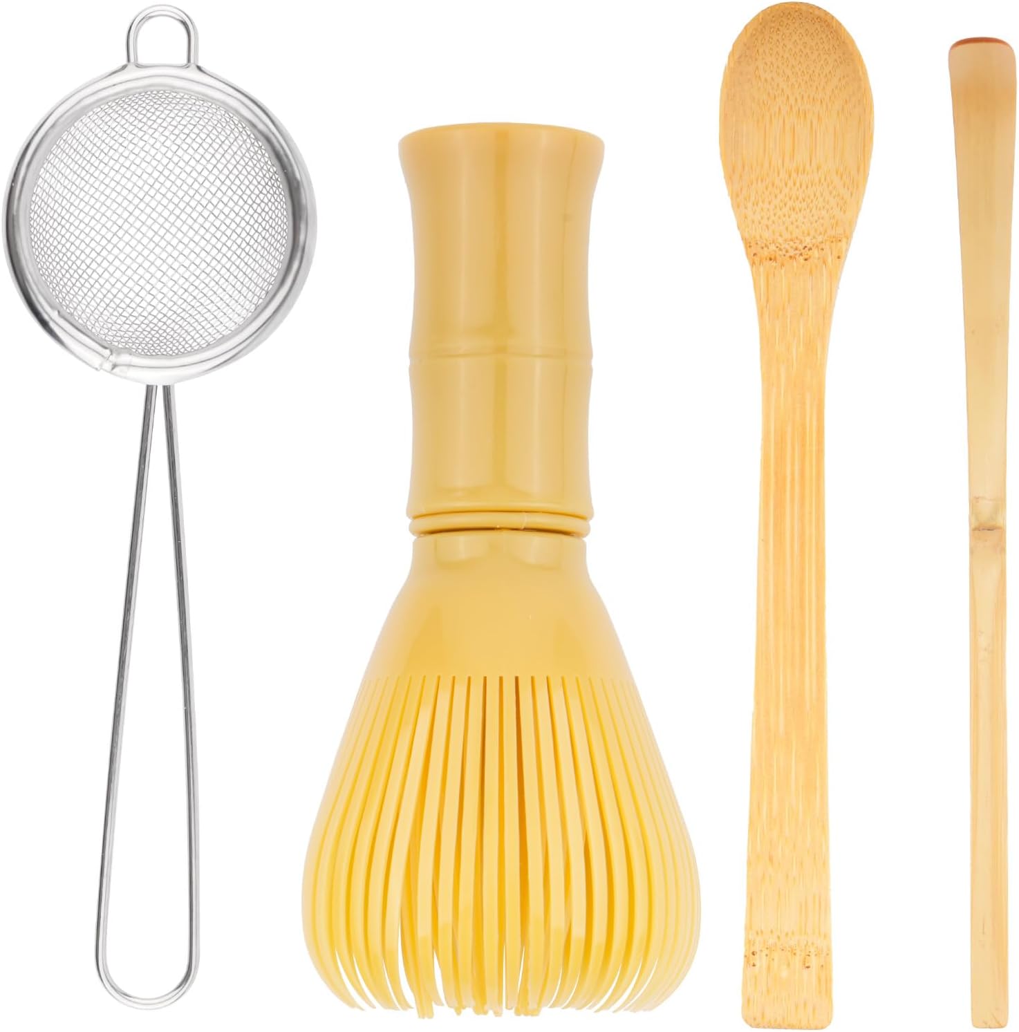 4 PcsMatcha Tea Set: Bamboo Matcha Whisk Set, Spoon, Holder & Sieve, Japanese Matcha Set Starter Kit, forMatcha Making Kit Accessories, Gifts for Tea Lovers Beginners Enthusiasts