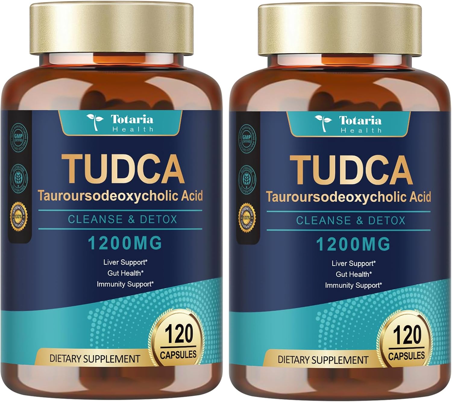(2 Packs) TUDCA Supplement 1200mg (Tauroursodeoxycholic Acid), Ultra Strength Pure TUDCA Bile Salts Liver Support Supplements, Liver and Gallbladder Cleanse & Repair, Vegan