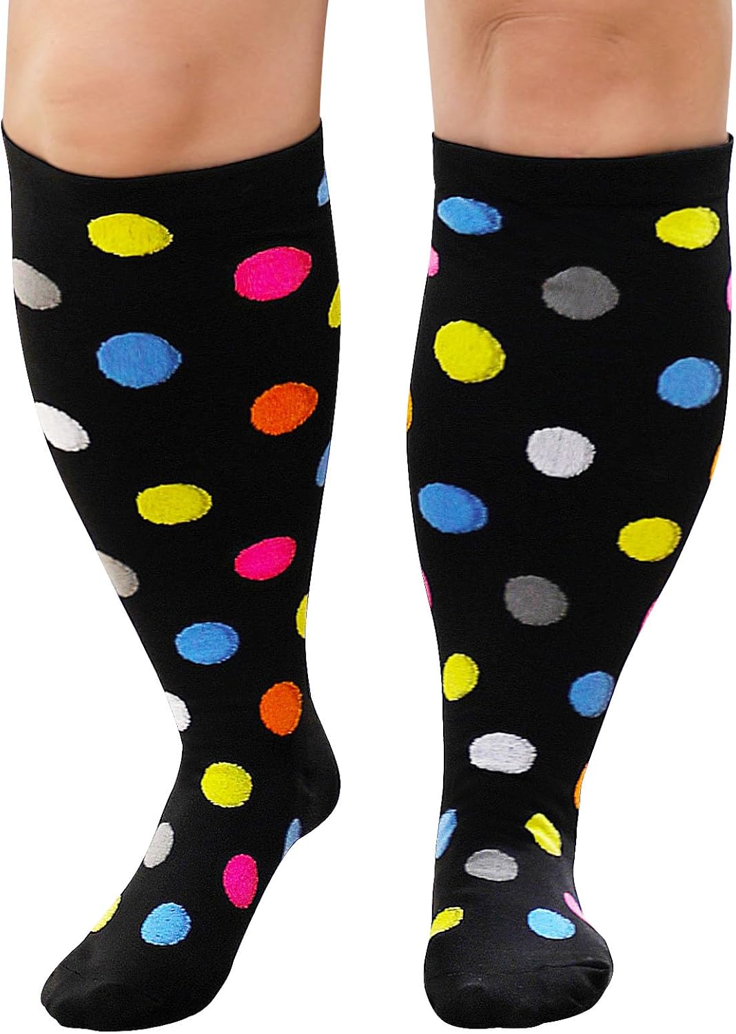 PUTUO Plus Size Compression Sock For Men and Women: Graduated Compression Stockings for Support Flight Travel Running Pregnancy Sports Edema Nurses Athletic 20-30 mmHg 1Pairs