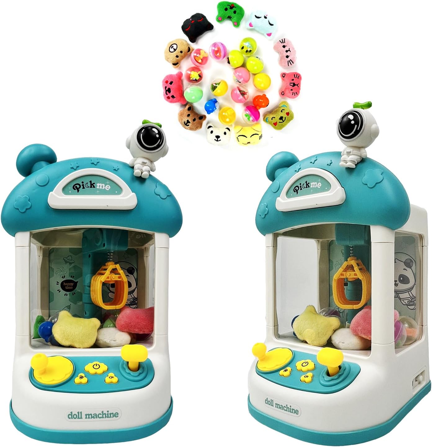 Claw Machine, Mini Candy Grabber Machine, Arcade Game with Music and Lighting, Vending Machine with 12 Dolls 13 Twisted Eggs 2 Tumbler Toys for Girls Boys