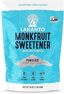 Lakanto Powdered Monk Fruit Sweetener with Erythritol - Powdered Sugar Substitute, Zero Calorie, Keto Diet Friendly, Zero Net Carbs, Baking, Extract, Sugar Replacement (Powdered - 1 lb)