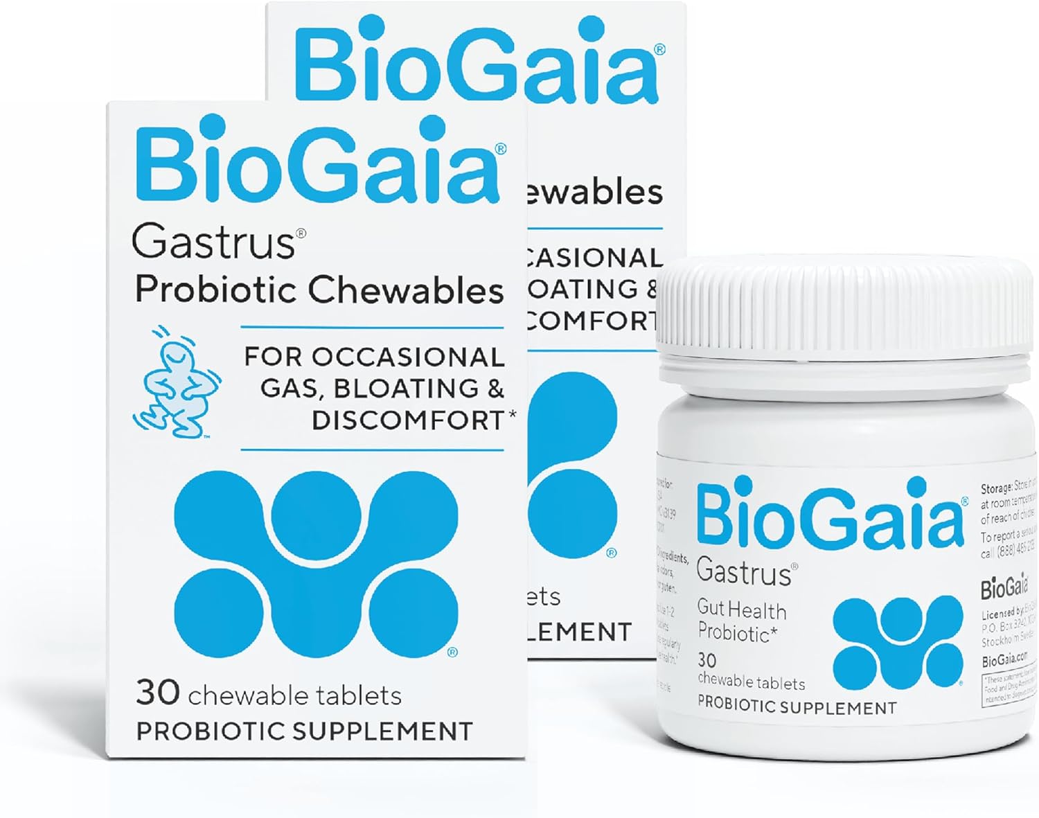 BioGaia Gastrus Gut Health Probiotic | Eases Abdominal Discomfort, Gas & Bloating | Promotes Regularity & a Healthy Gut | Contributes to a Balanced Microbiome | Backed by 30 Years of Research | 2-Pack