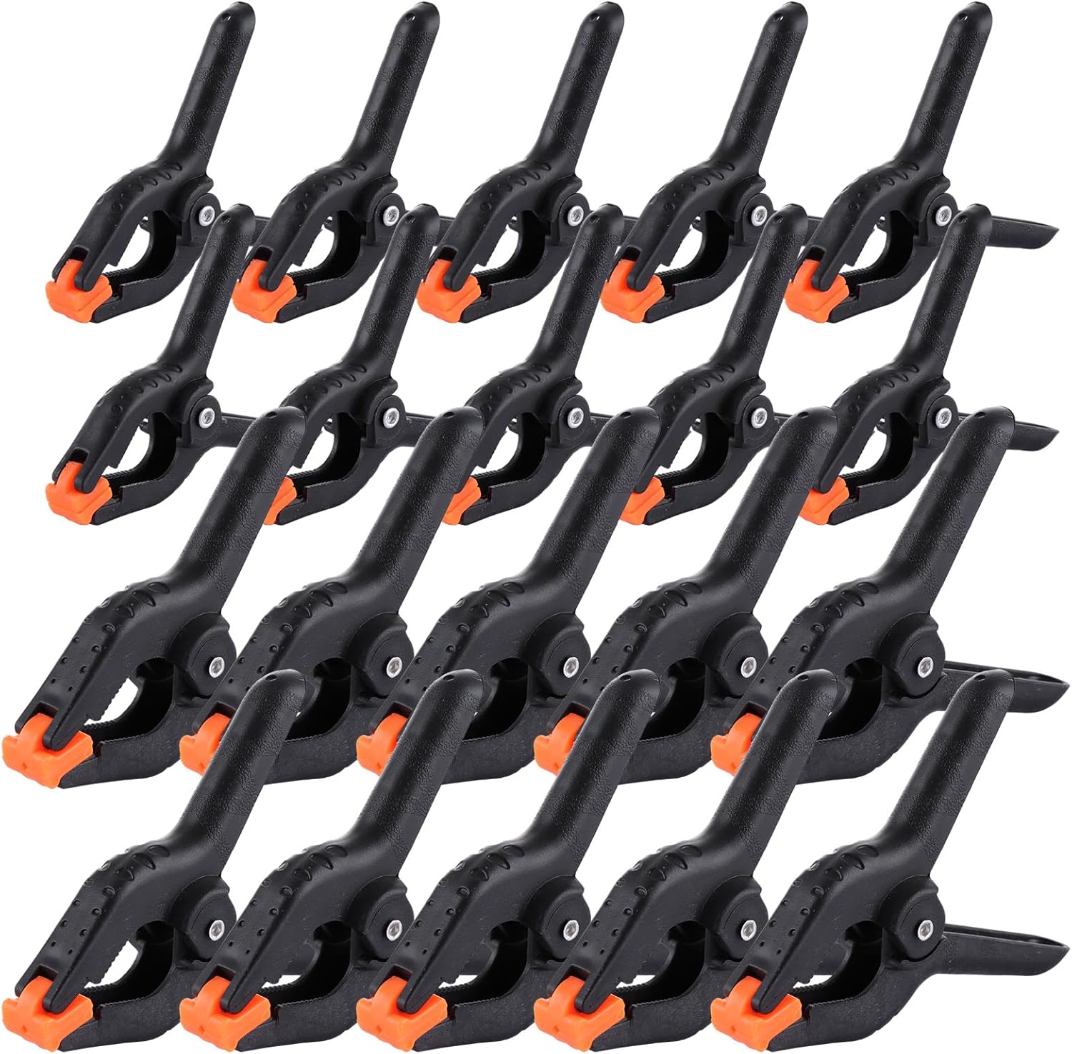 ASelected 20 Pcs Spring Clamps Nylon Spring Clamp Plastic Heavy Duty Grip Clips Set 10Pcs 2 Inch Clamps, 10Pcs 3 Inch Clamps