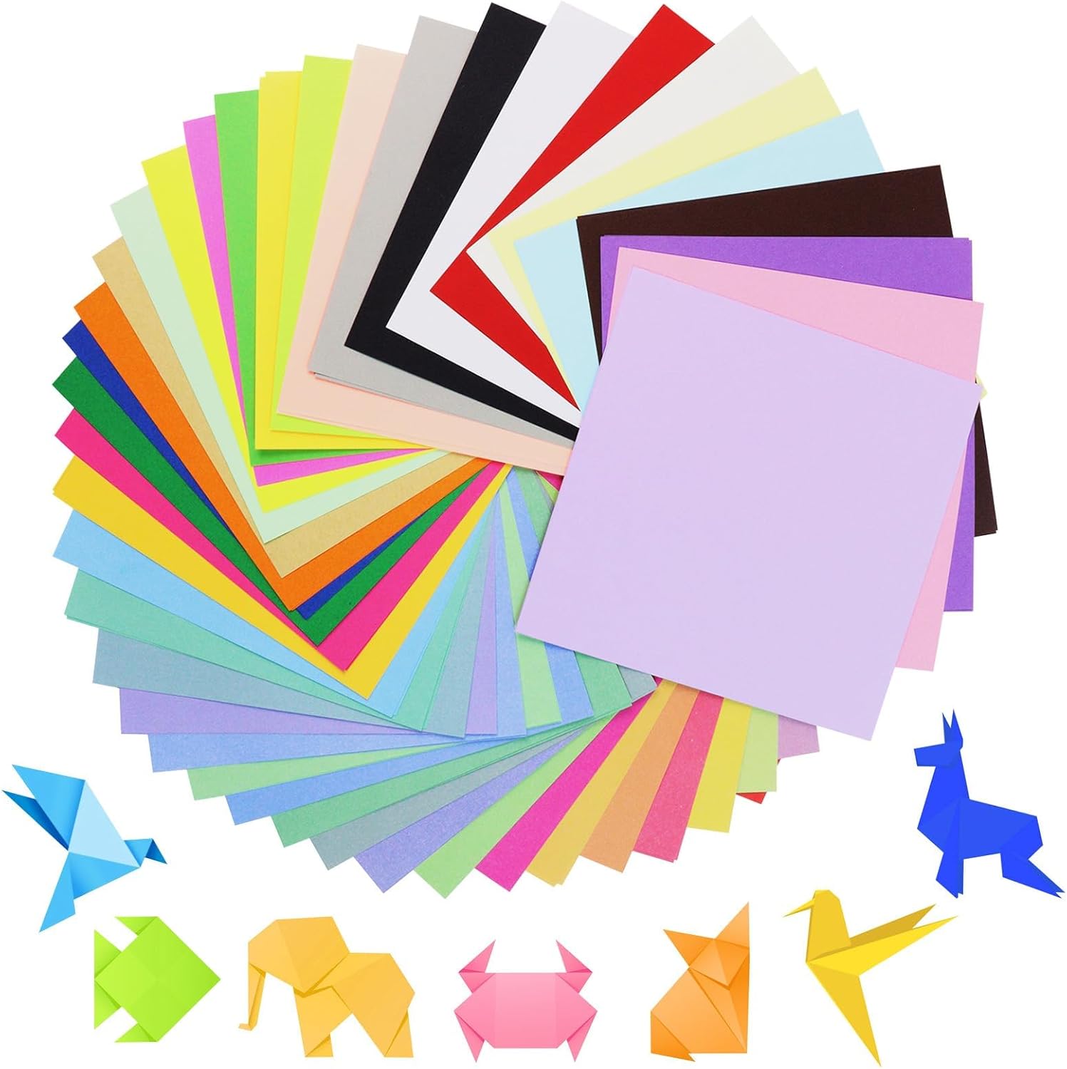 Origami Paper Kit, 6x6 Inch 20 Colors 100 Sheets, Colored for Crafts & Art, Construction Paper Assorted Colors, Easy & Intricate Folding （Double Sided）