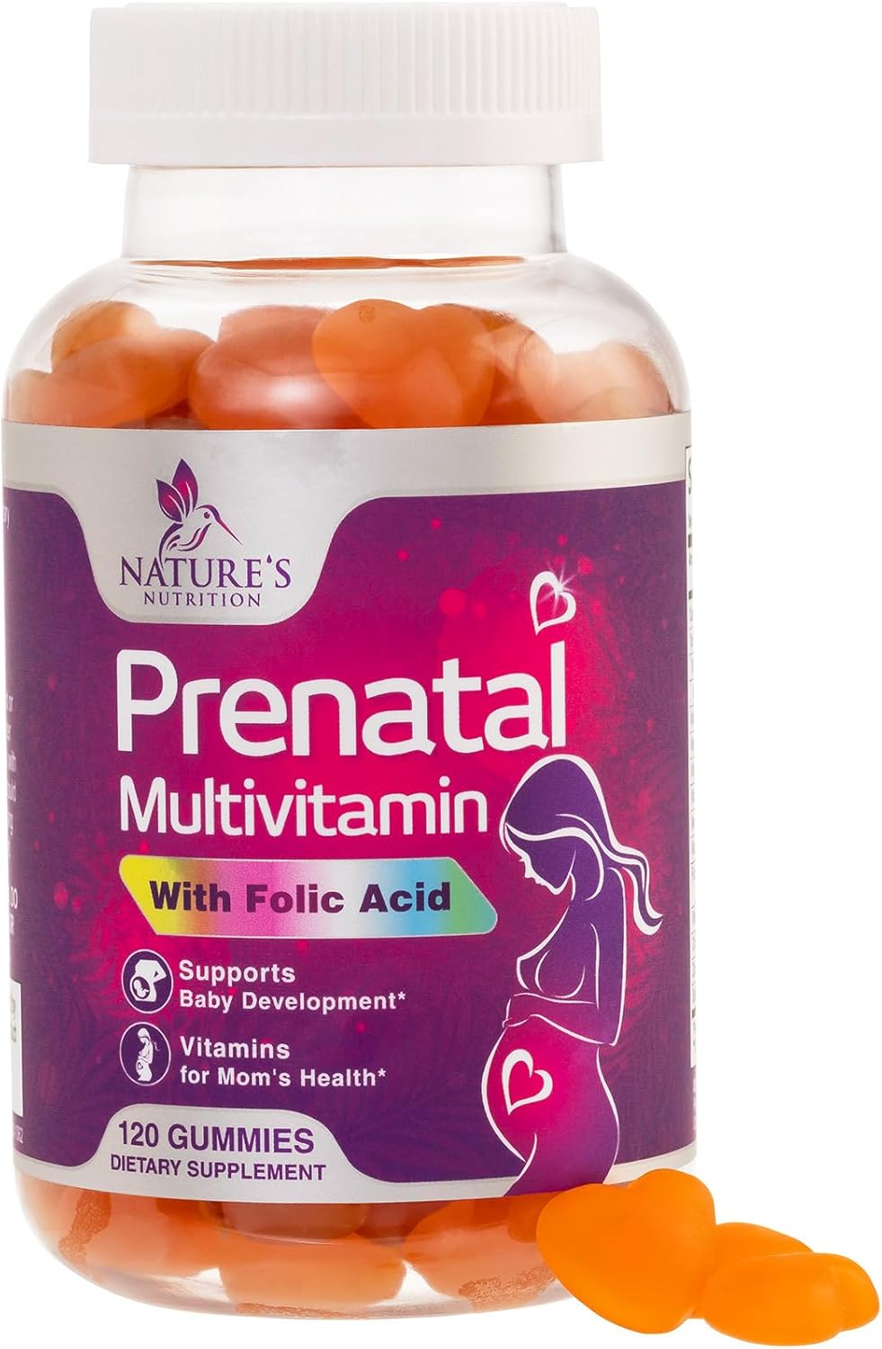 Prenatal Vitamins for Women with Folic Acid 1335mcg, Fetal Support Prenatal Multivitamin and Mineral Gummy, Vitamin A, C, D3, B12, B6 & Folate for Pregnant & Nursing Women - 120 Gummies, 60 Day Supply