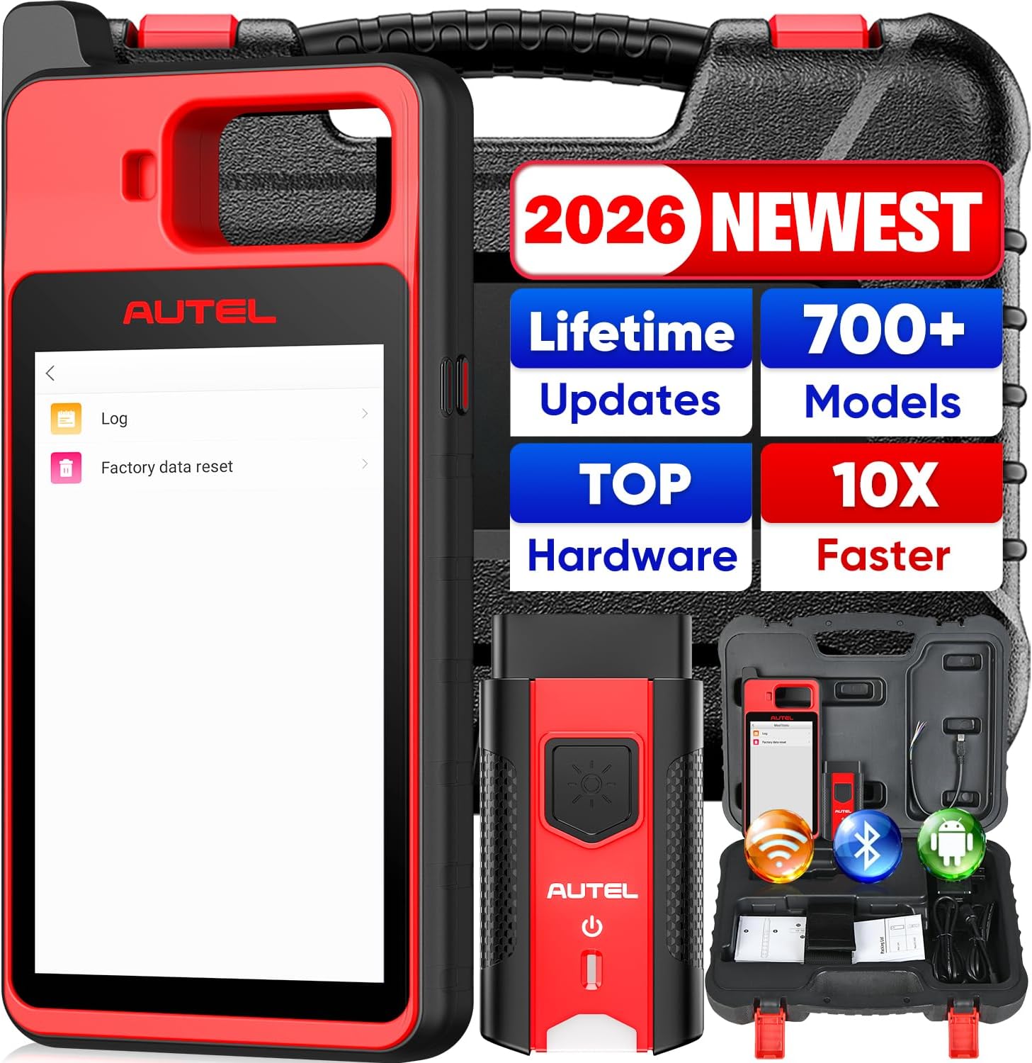 Autel Scanner MaxiIM KM100(X), 2026 New Car Diagnostic Scan Tool, Lifetime Fre.e Updates, OBD-Learn on 95% Car, Wireless Auto Tool, Auto VIN & Scan VIN/License, Android 9.0, 2+64GB, 5.5in 1280x720