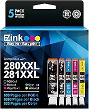 E-Z Ink Compatible Ink Cartridge Replacement for Canon PGI-280XXL CLI-281XXL 280 XXL 281 XXL Compatible with TR8620a TR8620 TS702a TS9520 TS9521C TR8520 TS6220 TS6320 TS8220 (5 Pack)