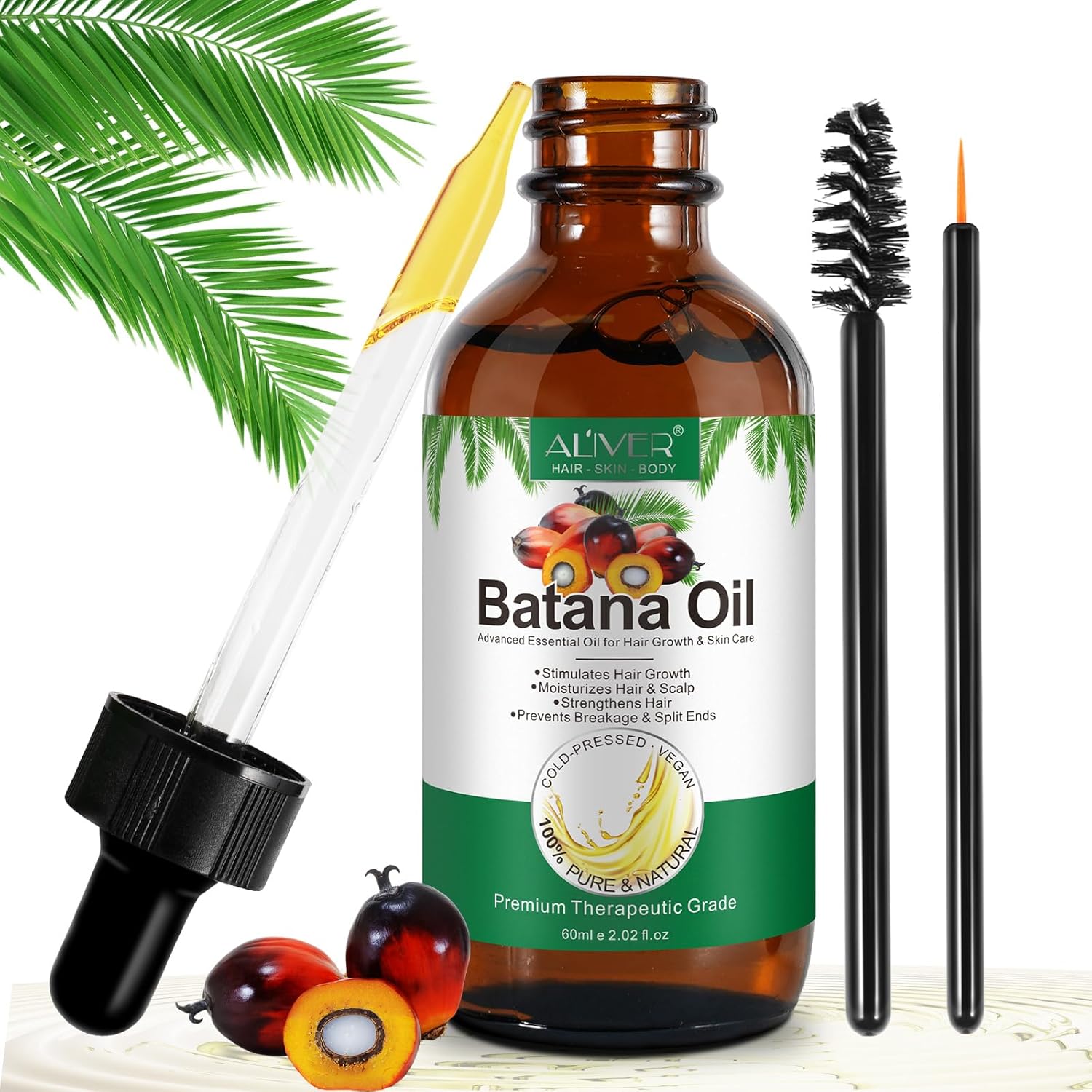Batana Oil for Hair Growth - Pure Organic Natural and Cold Pressed Hair Oil for Hydrating & Repairing Dry, Damaged Hair Skin Care, Face, Body