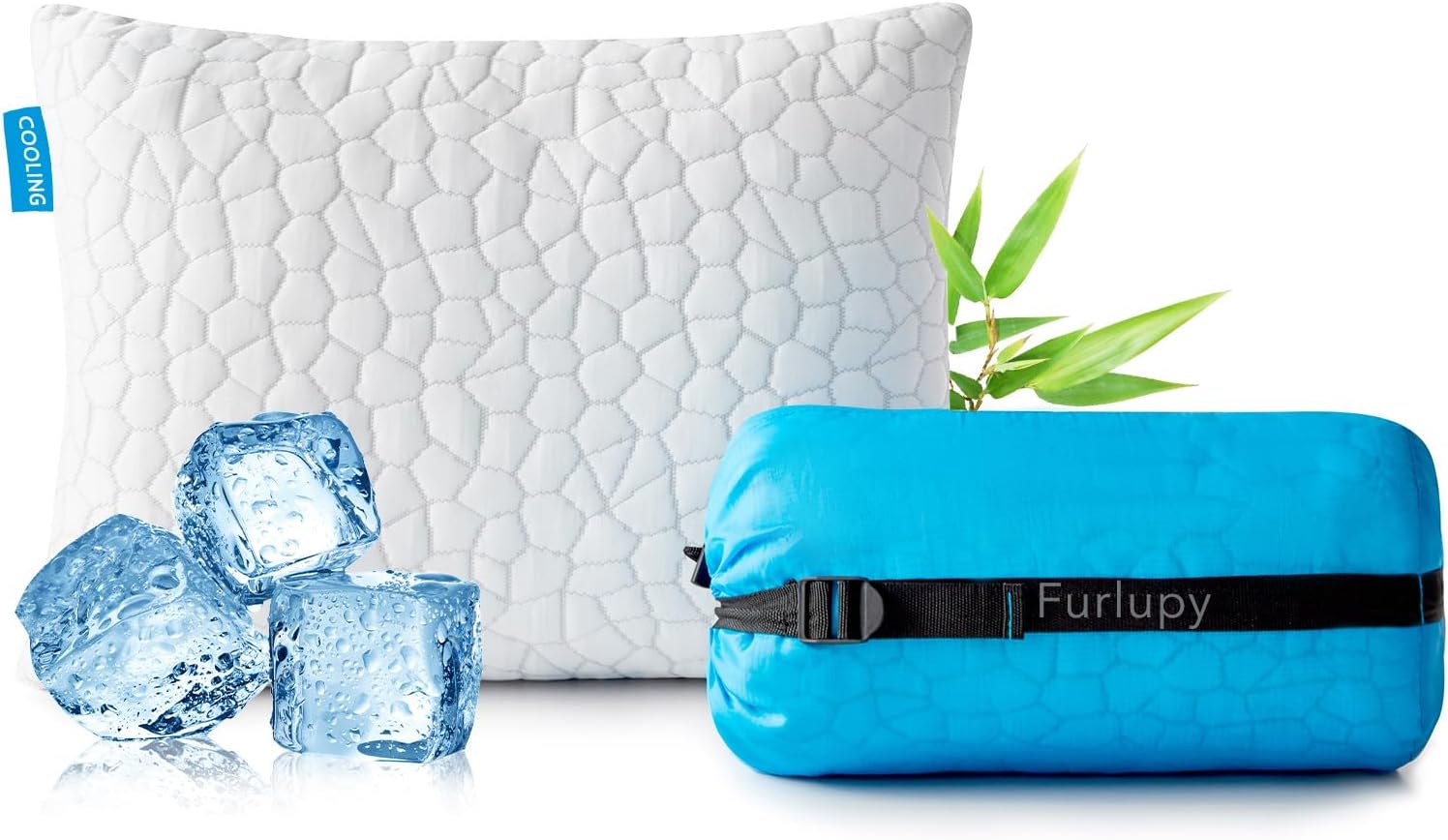 Cooling Shredded Gel Memory Foam Pillow for Travel & Camping- Adjustable for Contoured Support - Small Portable Pillow Ideal for Office Nap, Camping, Travel, Car, Airplane,Backpacking