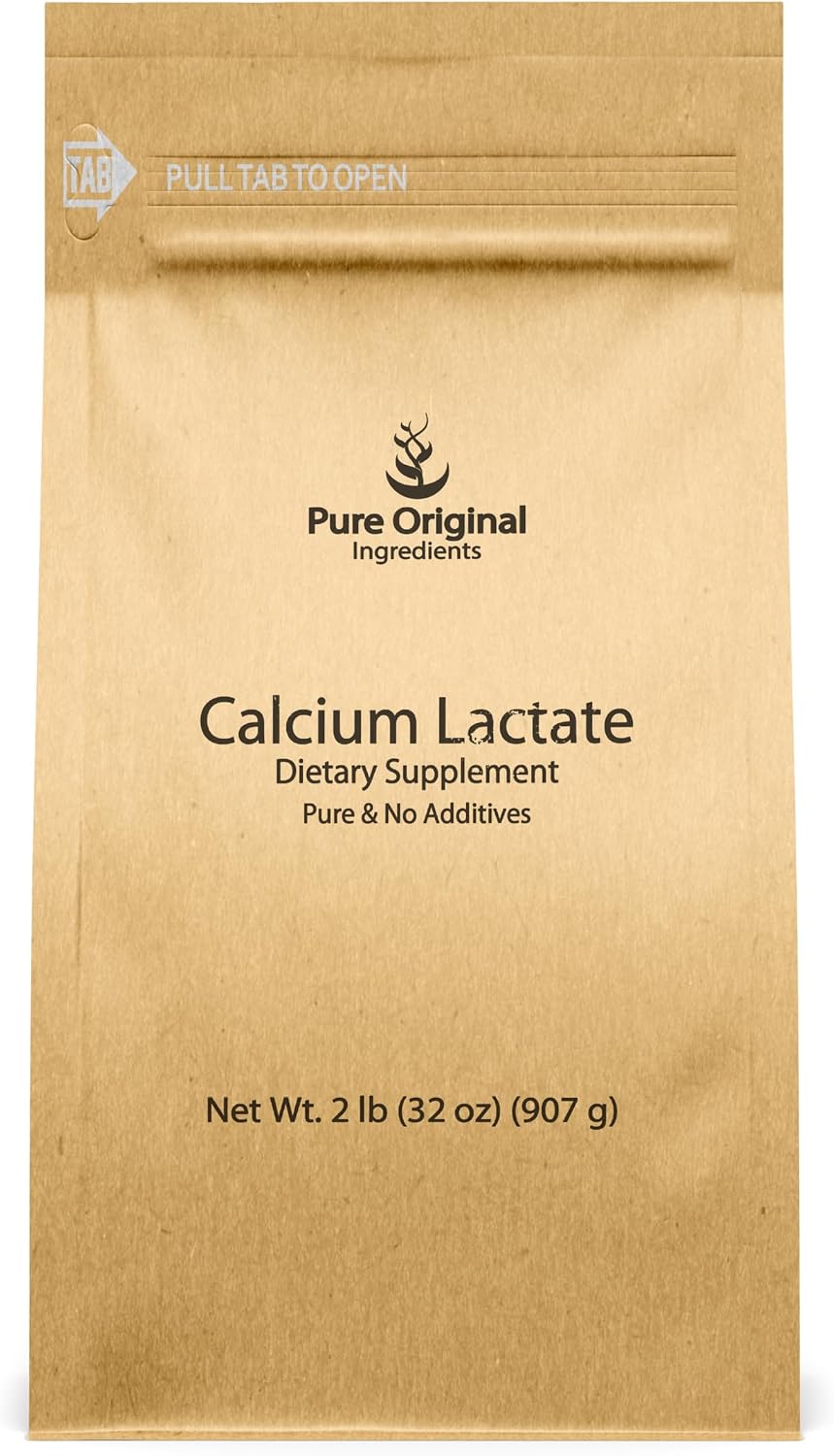 Pure Original Ingredients Calcium Lactate Calcium Supplement, Electrolyte, Non-GMO (32 Ounce)