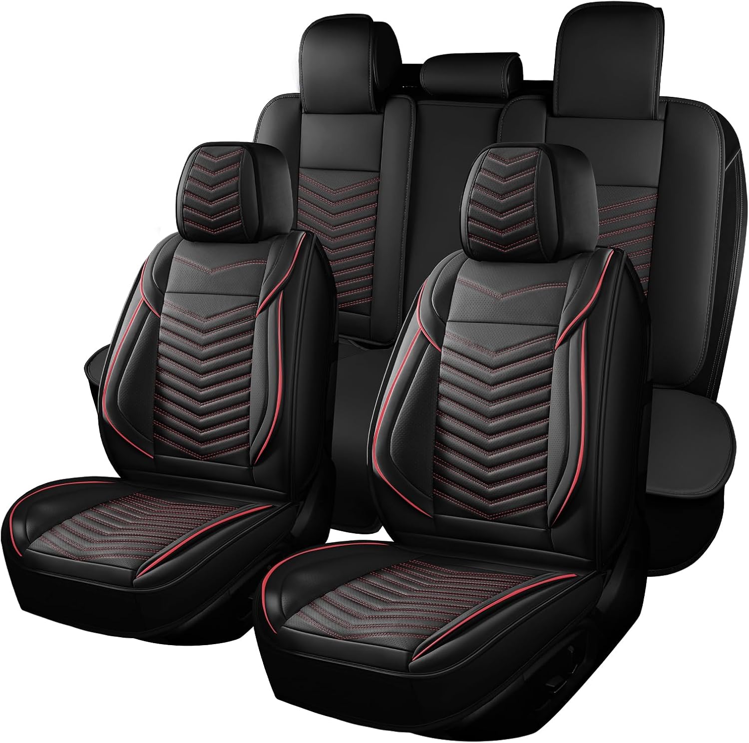 Nappa Leather Car Seat Covers Full Set, Car seat Protector 5 Seats, Waterproof Car Seat Cushion, Universal Automotive Seat Covers Fit for SUV Truck Pick-up Sedan, Front and Rear