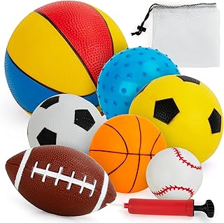 Balls for Toddlers 1-3,Toddler Sports Toys,Set of 7 Kids Ball Soft Foam Baby Sports Balls- Soccer Ball Basketball Baseball Rugby Bounce Ball Playground Indoor Outdoor Toys Gifts,with Free Bump/Bag…