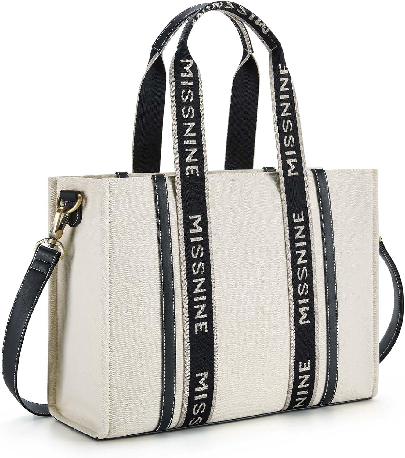 Missnine Tote Bag for Women Canvas Top Handle Satchel Purse Trendy Lightweight Hobo Shoulder Bag with Zipper