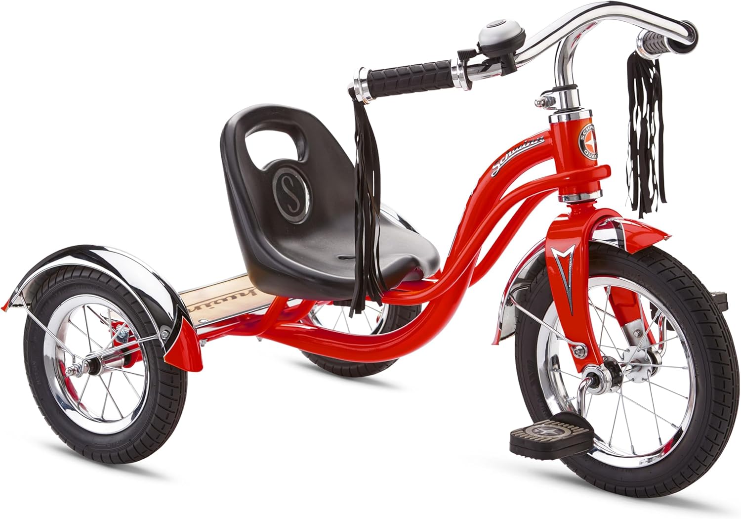 Schwinn Roadster Tricycle, 12 Inch Front Wheel Bike for Kids Ages 2-4, Low Center of Gravity, Retro Steel Frame, Adjustable Seat Grows with your Child, Rear Deck, Tricycle for Toddlers