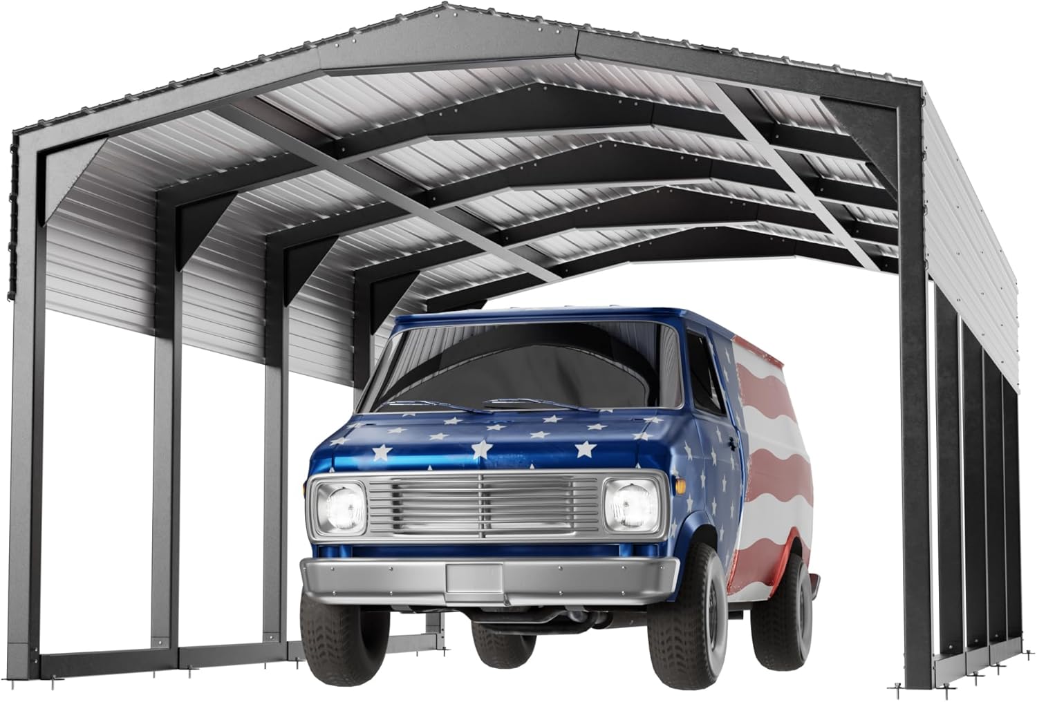 Metal Carport 12x20ft Heavy-Duty | Military-Grade Reinforced Garage Kits with Steel Roof & Hurricane | 550lbs/Sq.Ft Snow/RV/Camper/Truck/Tractor Shelter