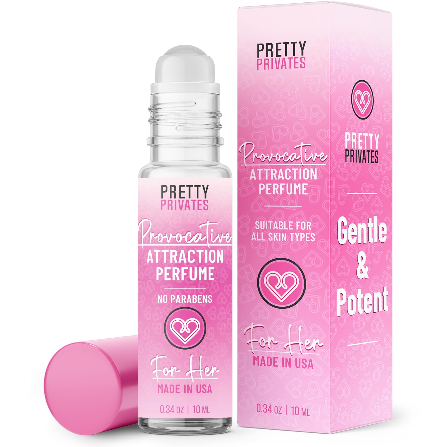 Pretty Privates Premium Pheromones Perfume for Women with 10mL Roll-On Oil, Long-Lasting Scent, Enhanced Elegance, Alluring Fragrance Made in USA – Perfume con Feromonas para Mujeres, Women's Body Oil