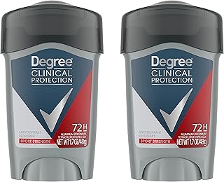 Degree Men Antiperspirant Deodorant Sport Strength,72-Hour Sweat & Odor Protection Prescription-Strength Antiperspirant For Men with MotionSense Technology, 1.7 oz (Pack of 2)